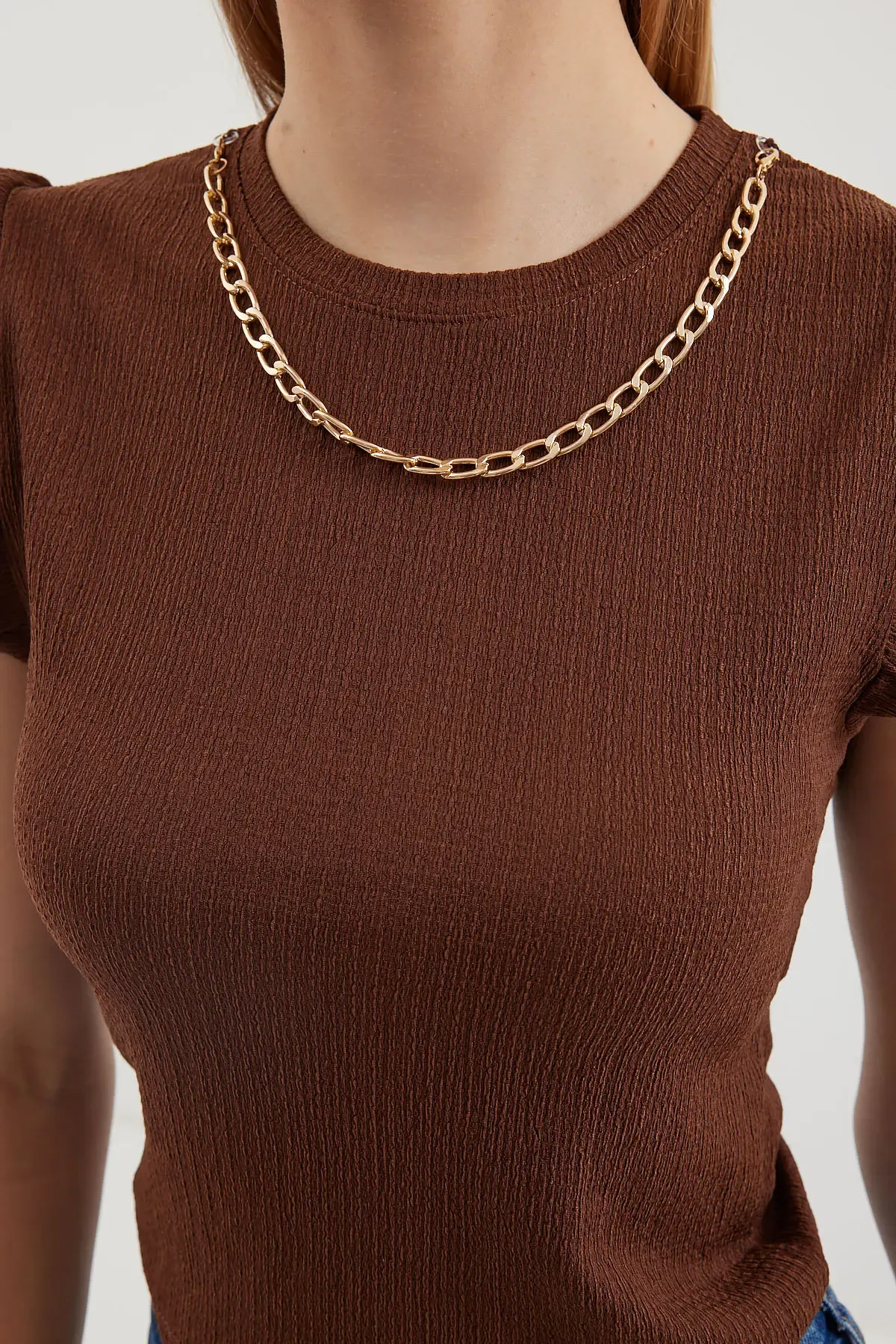 0430 Örme Bluz - Kahverengi