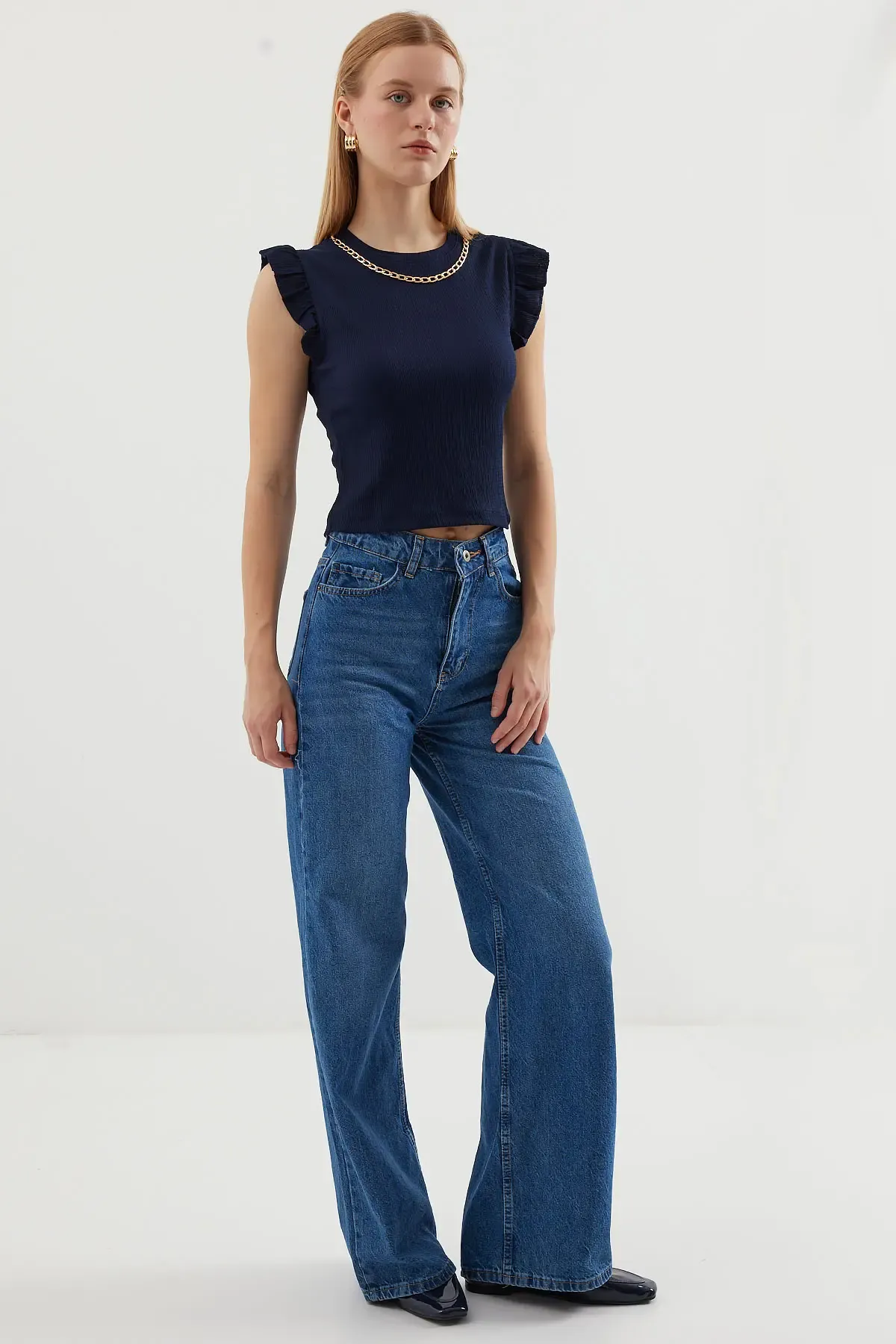 0430 Örme Bluz - Lacivert