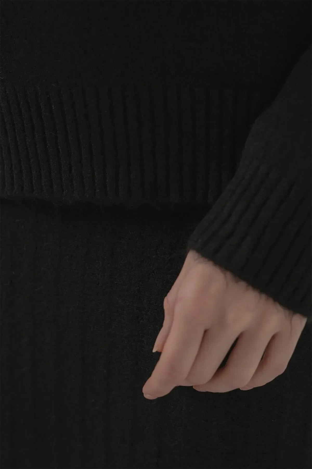 15892 Kazak Etek Triko İkili Takım - Siyah