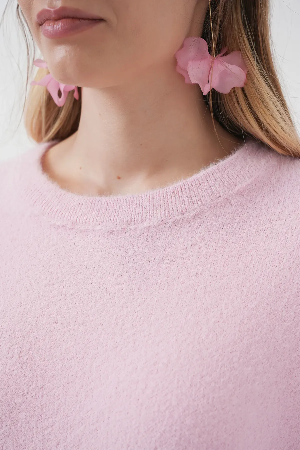 15915 Yumuşak Dokulu Triko Kazak - Pembe