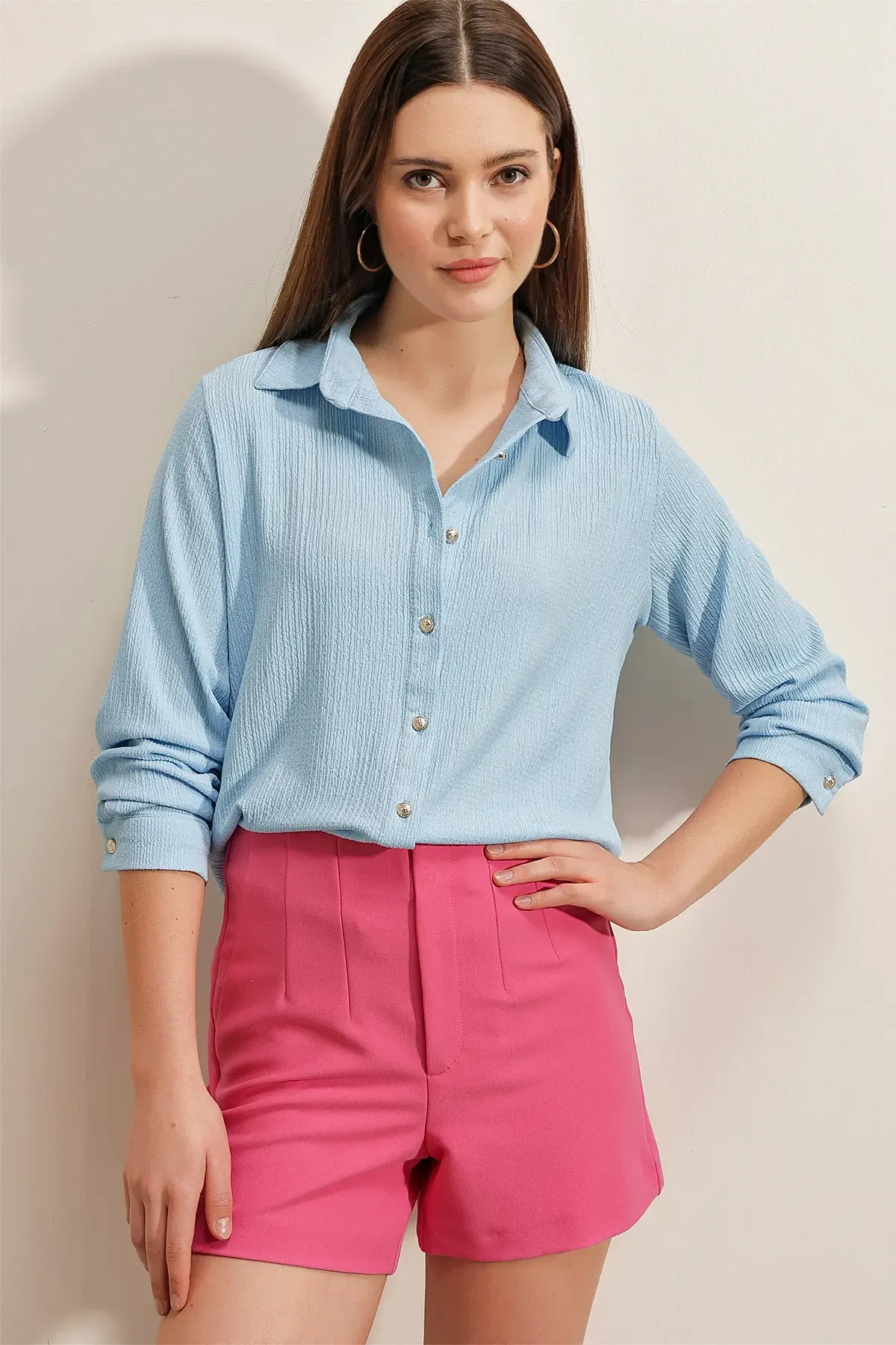 20160 Örme Gömlek - Mavi