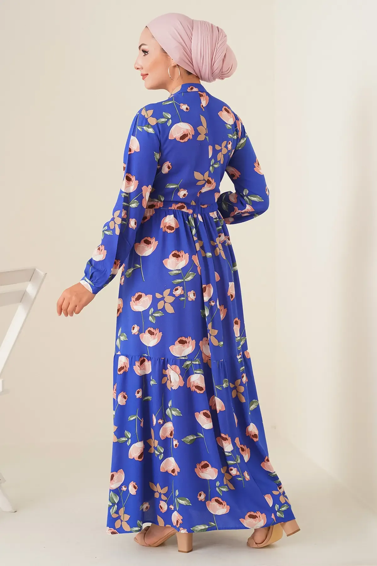 2144 Hakim Yaka Tesettür Elbise - C.Saks