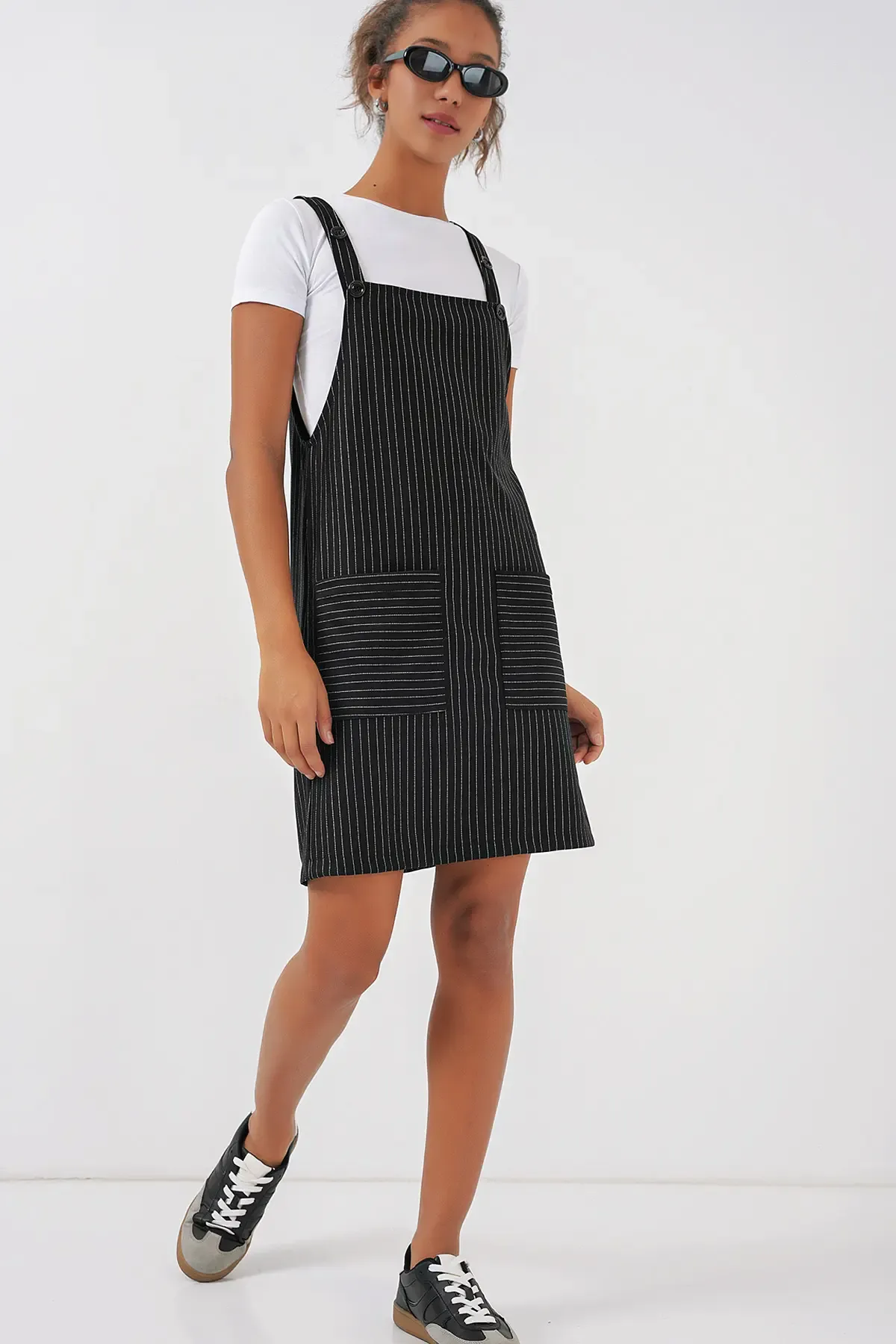 2440 Mini Salopet Elbise - Siyah