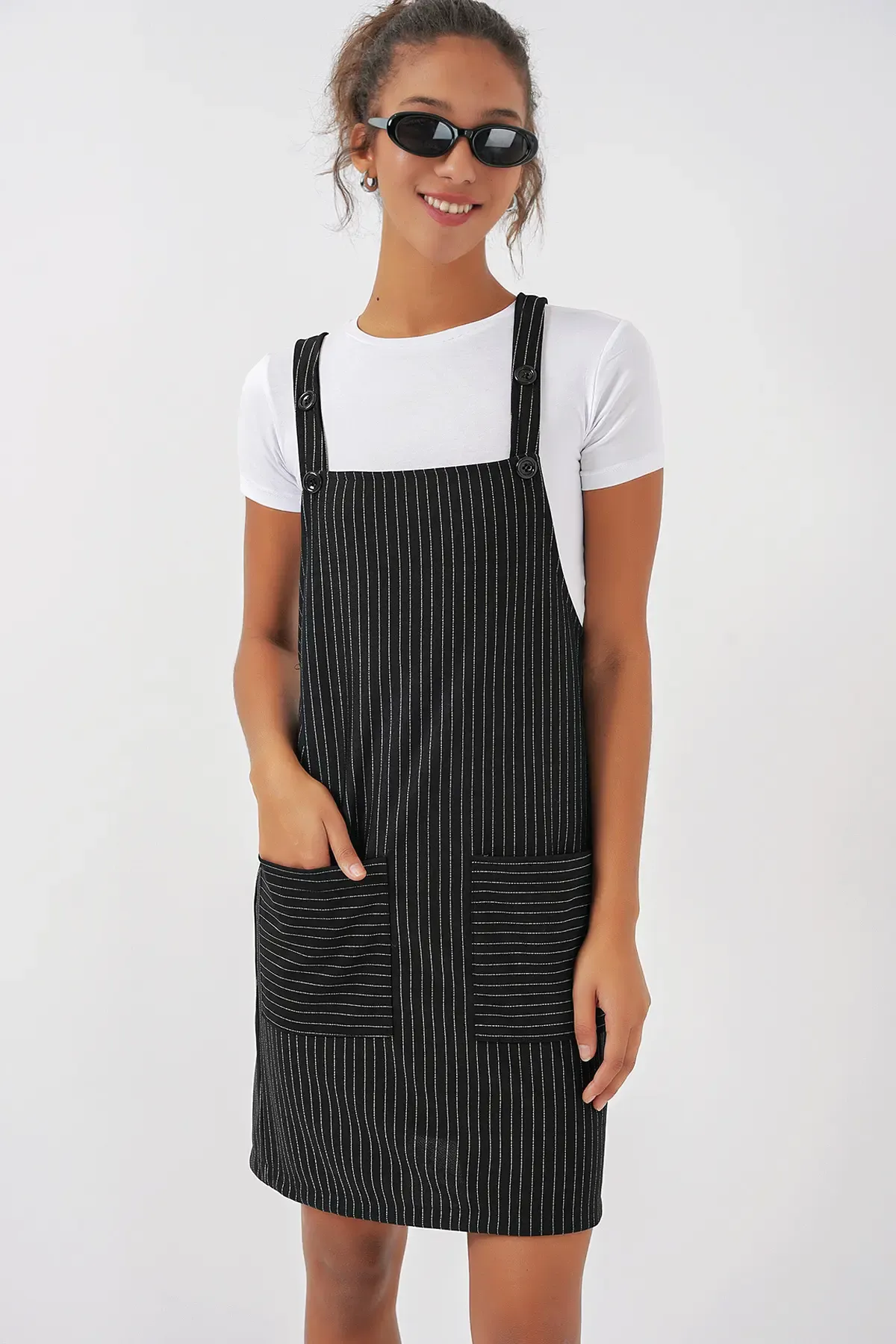 2440 Mini Salopet Elbise - Siyah