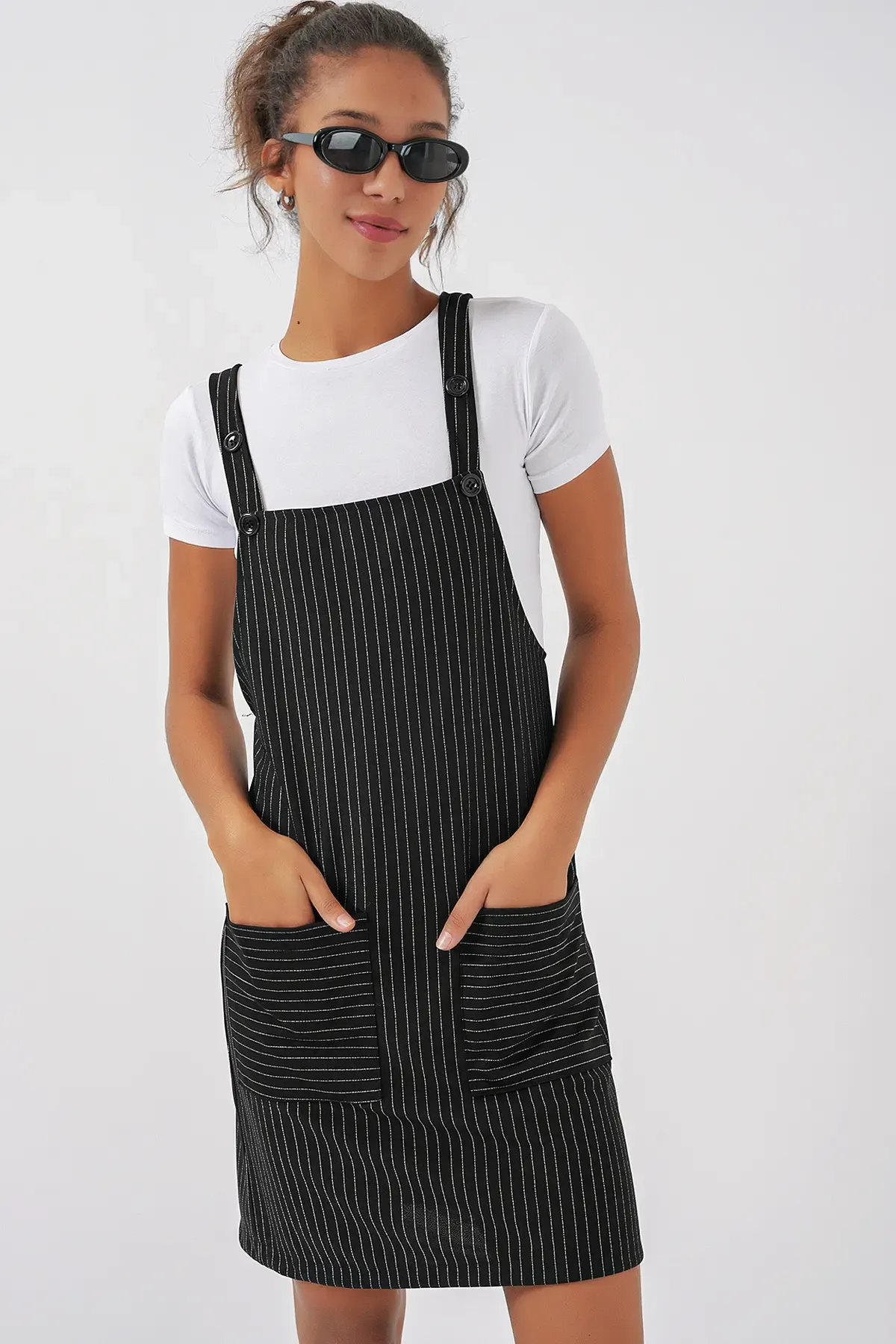 2440 Mini Salopet Elbise - Siyah