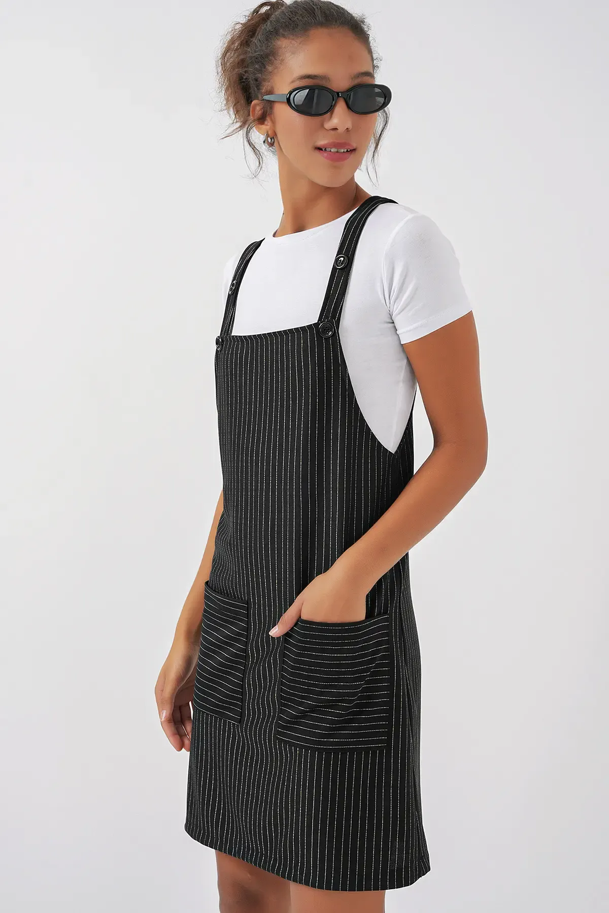 2440 Mini Salopet Elbise - Siyah