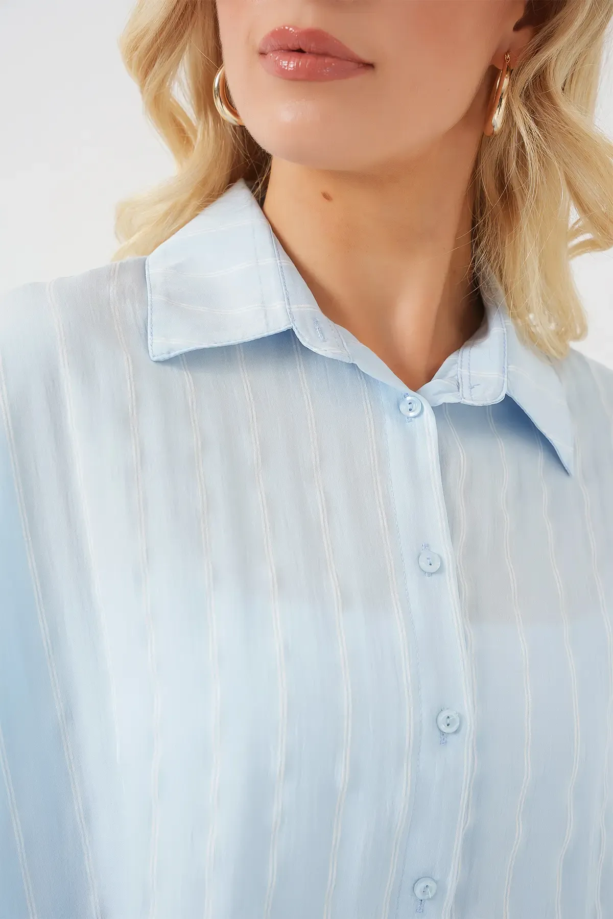 3900 Oversize Uzun Basic Gömlek - C.Mavi