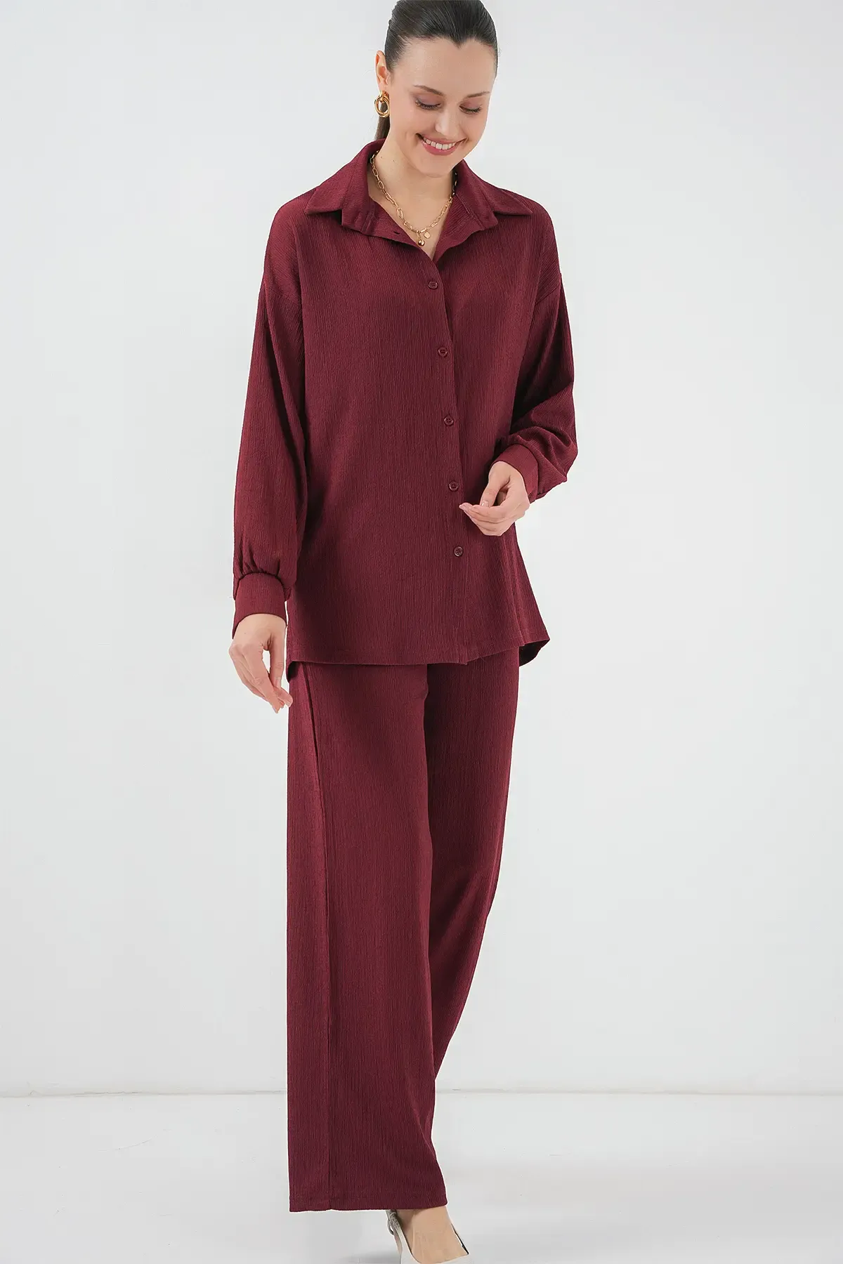 5858 Örme İkili Takım - Bordo