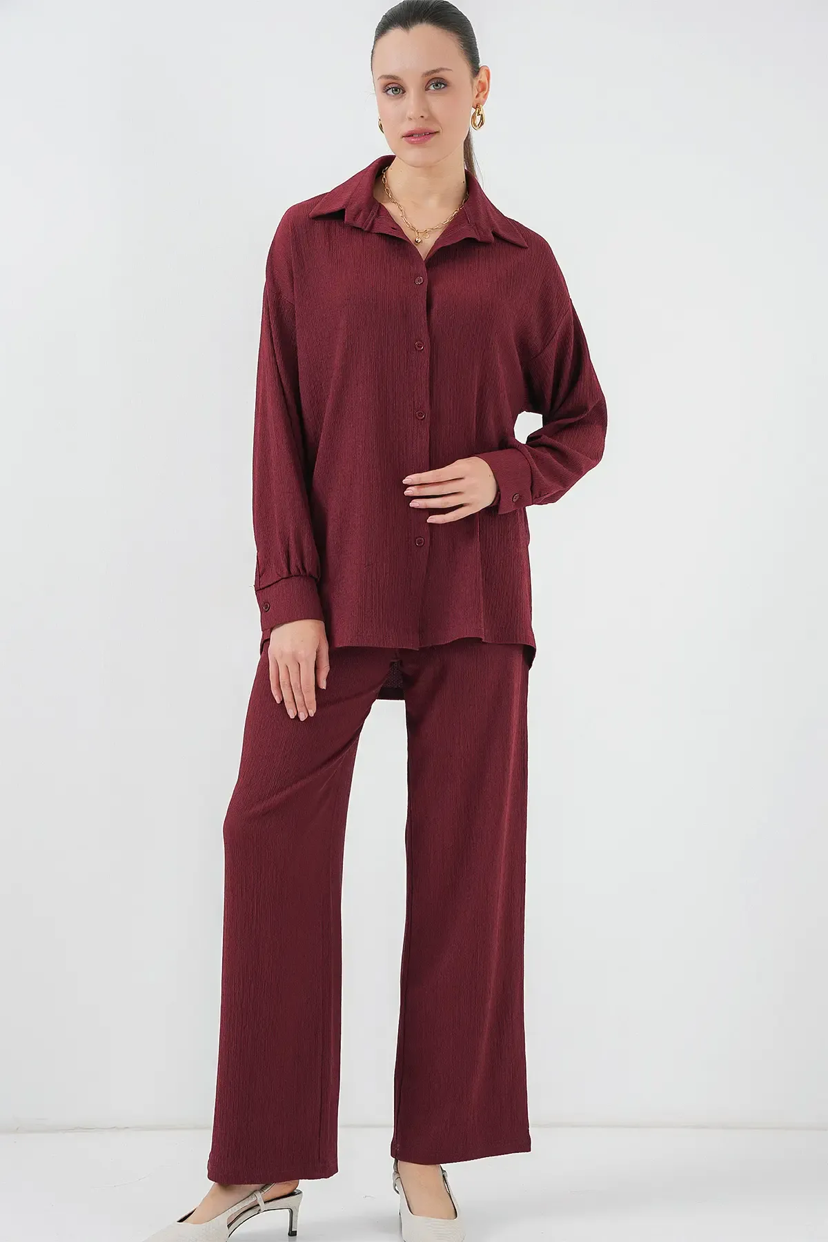 5858 Örme İkili Takım - Bordo