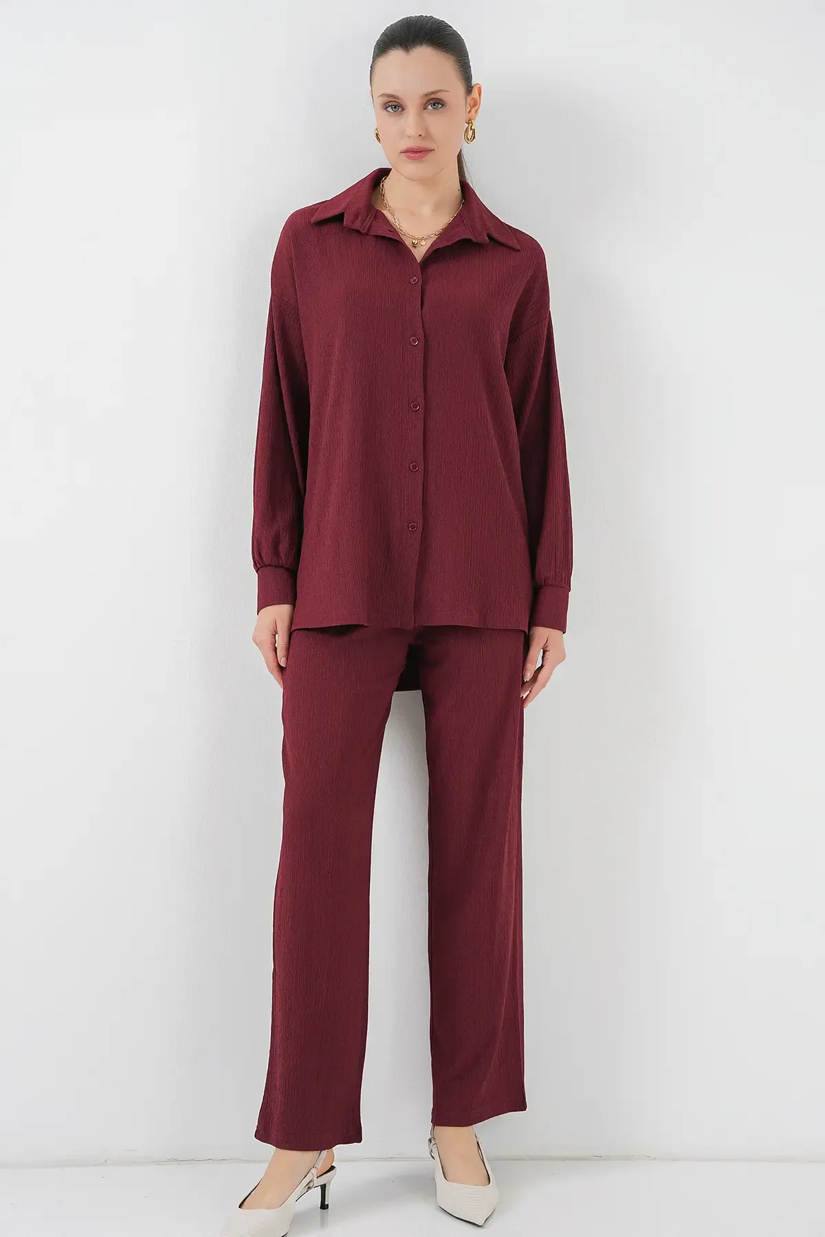 5858 Örme İkili Takım - Bordo