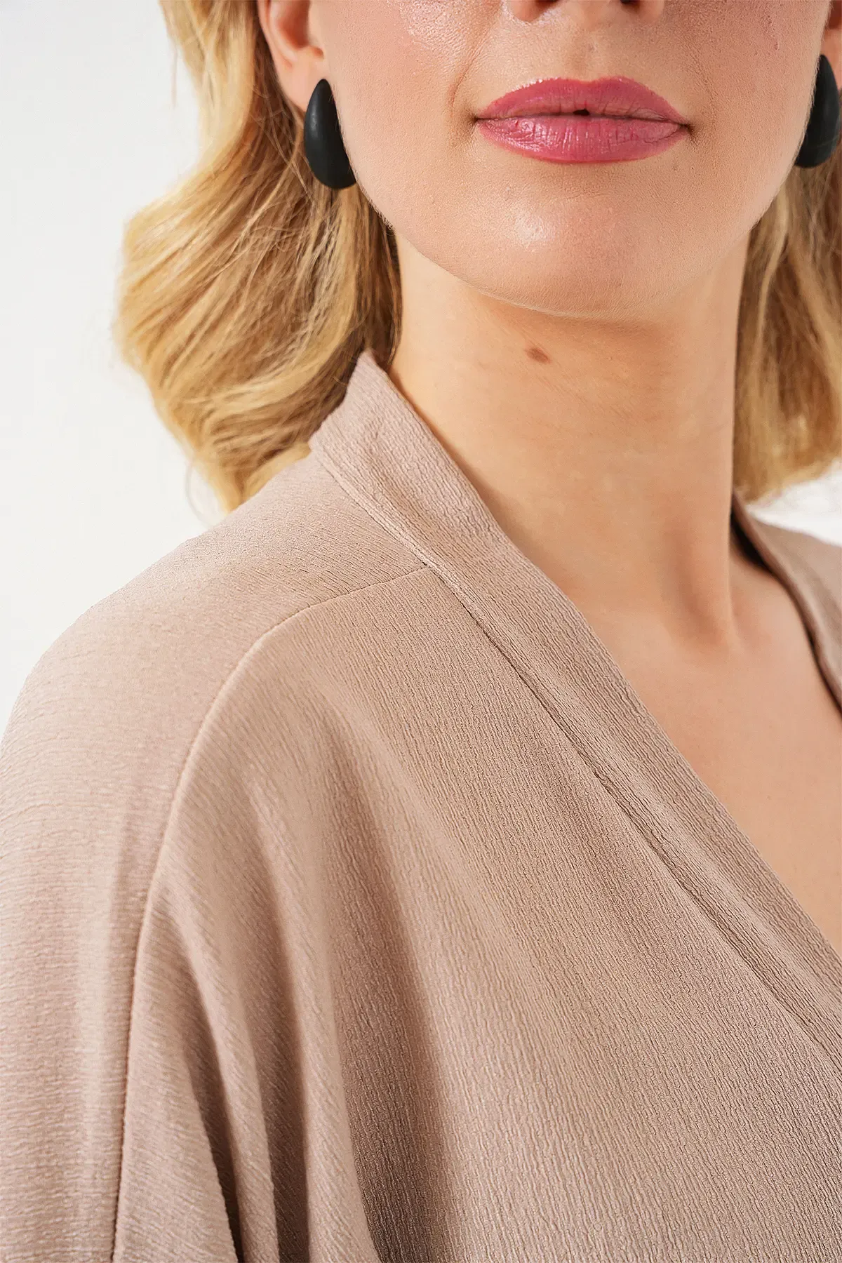 5862 Örme Kimono - Bej