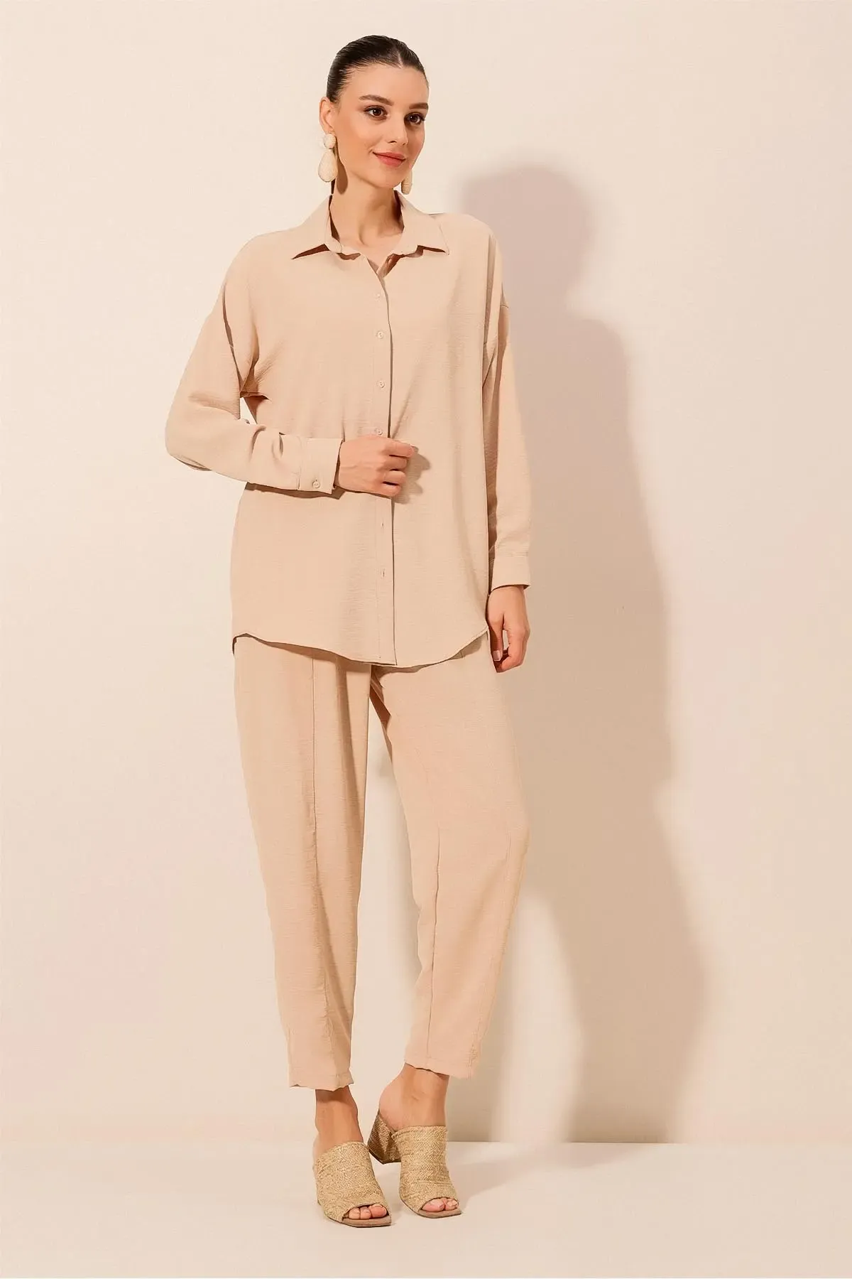 6593 Oversize İkili Takım - Bej