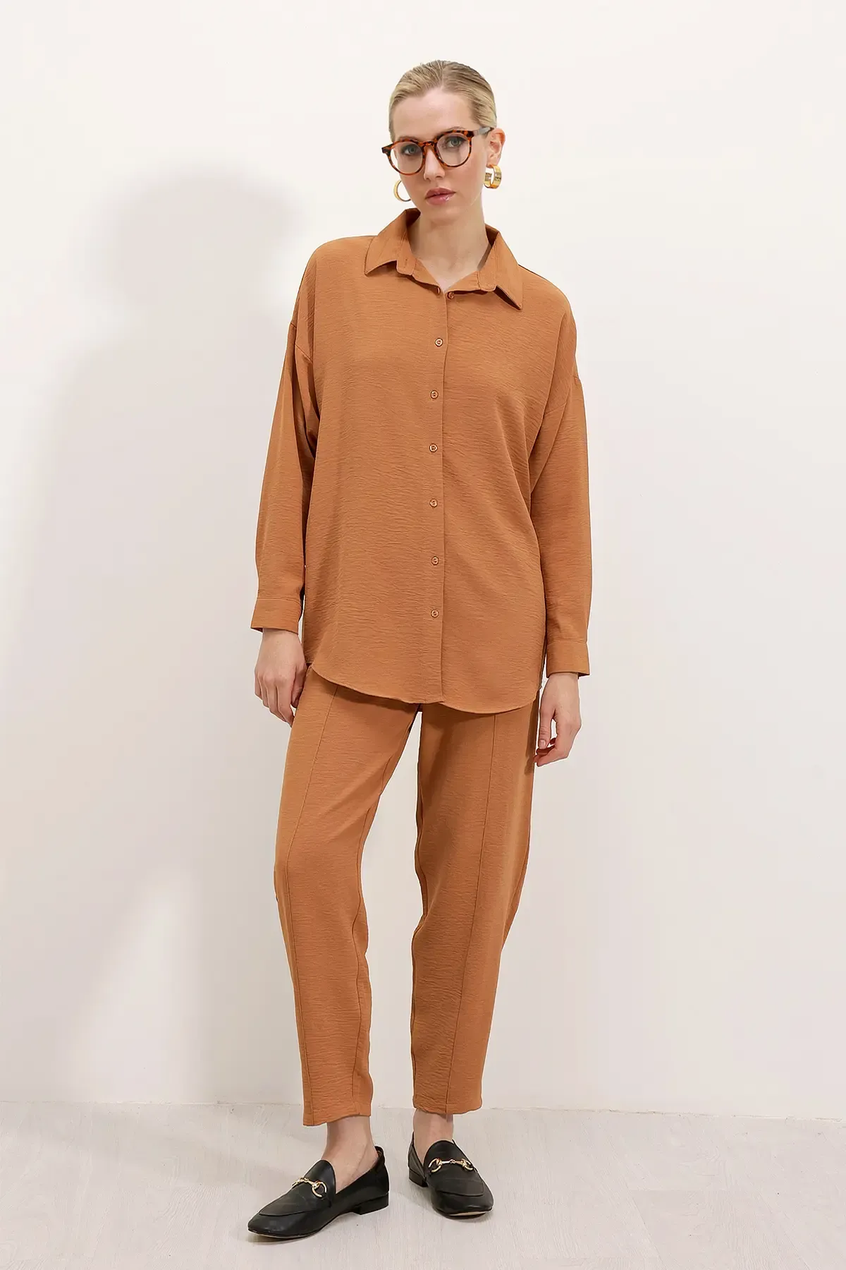 6593 Oversize İkili Takım - Taba