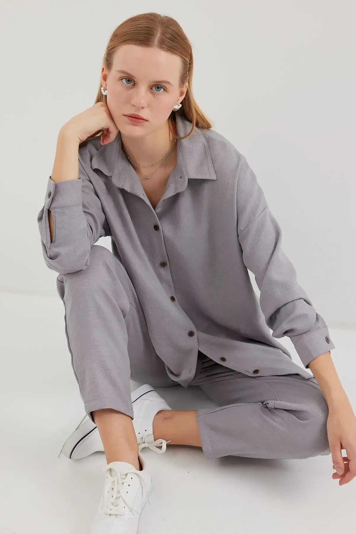 6622 Keten İkili Takım - Gri