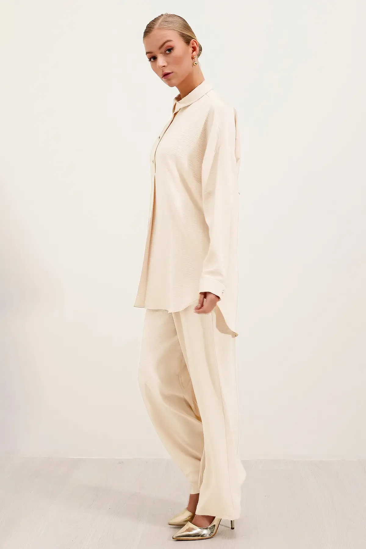 6631 Oversize Alt-Üst Takım - Ekru