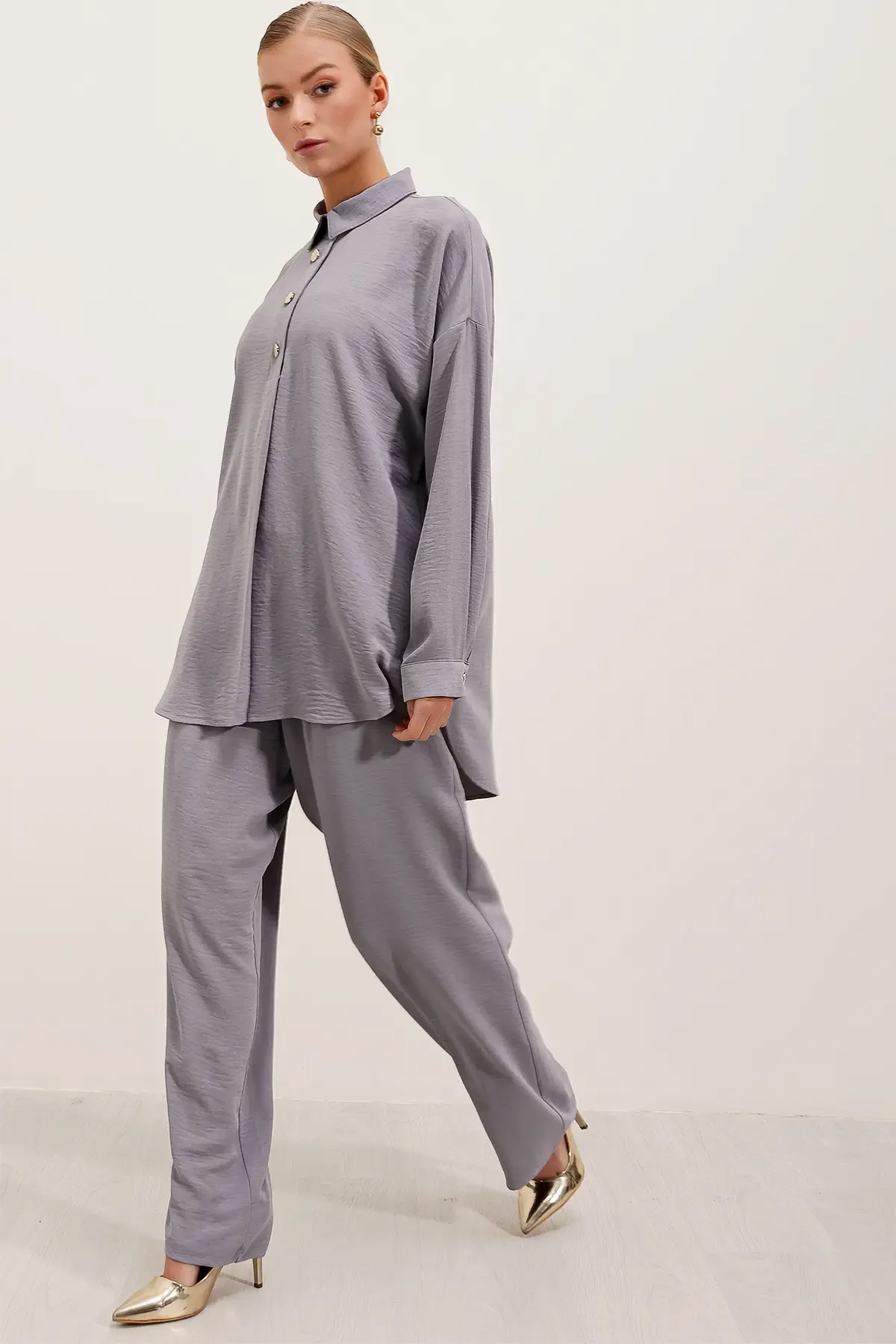 6631 Oversize Alt-Üst Takım - Gri