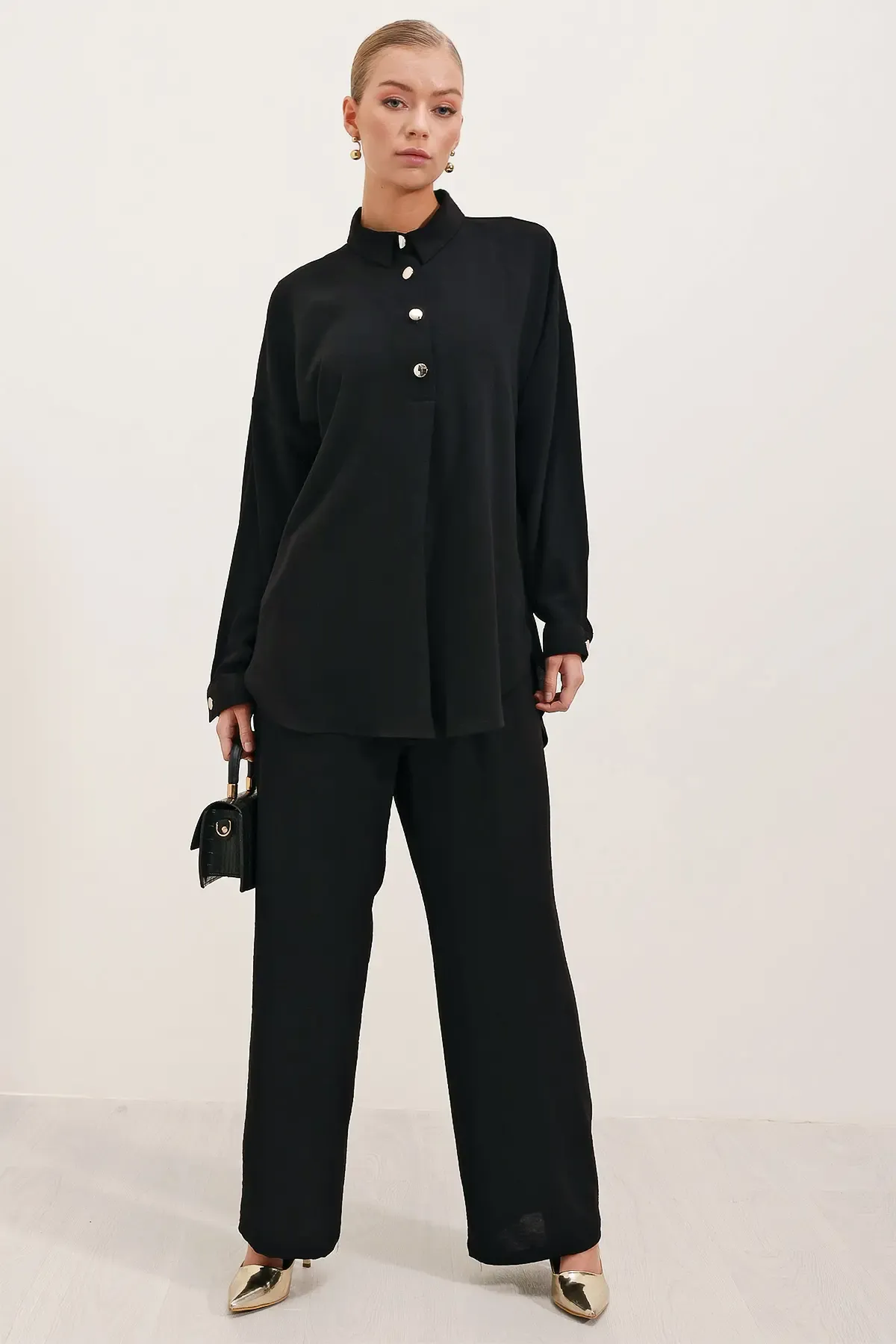 6631 Oversize Alt-Üst Takım - Siyah