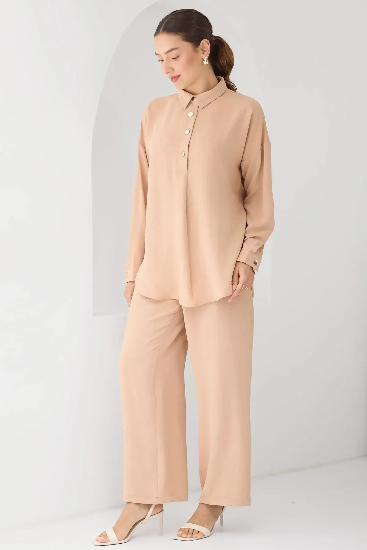 6631 Oversize Alt-Üst Takım - Vizon