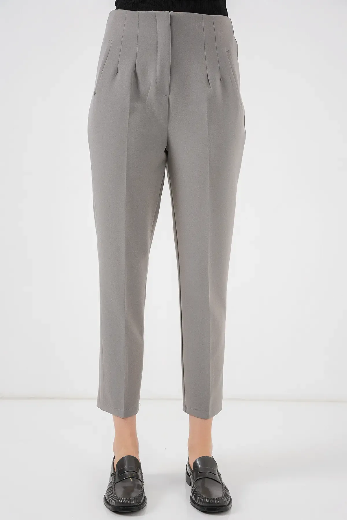 6650 Yüksek Bel Kumaş Pantolon - Gri