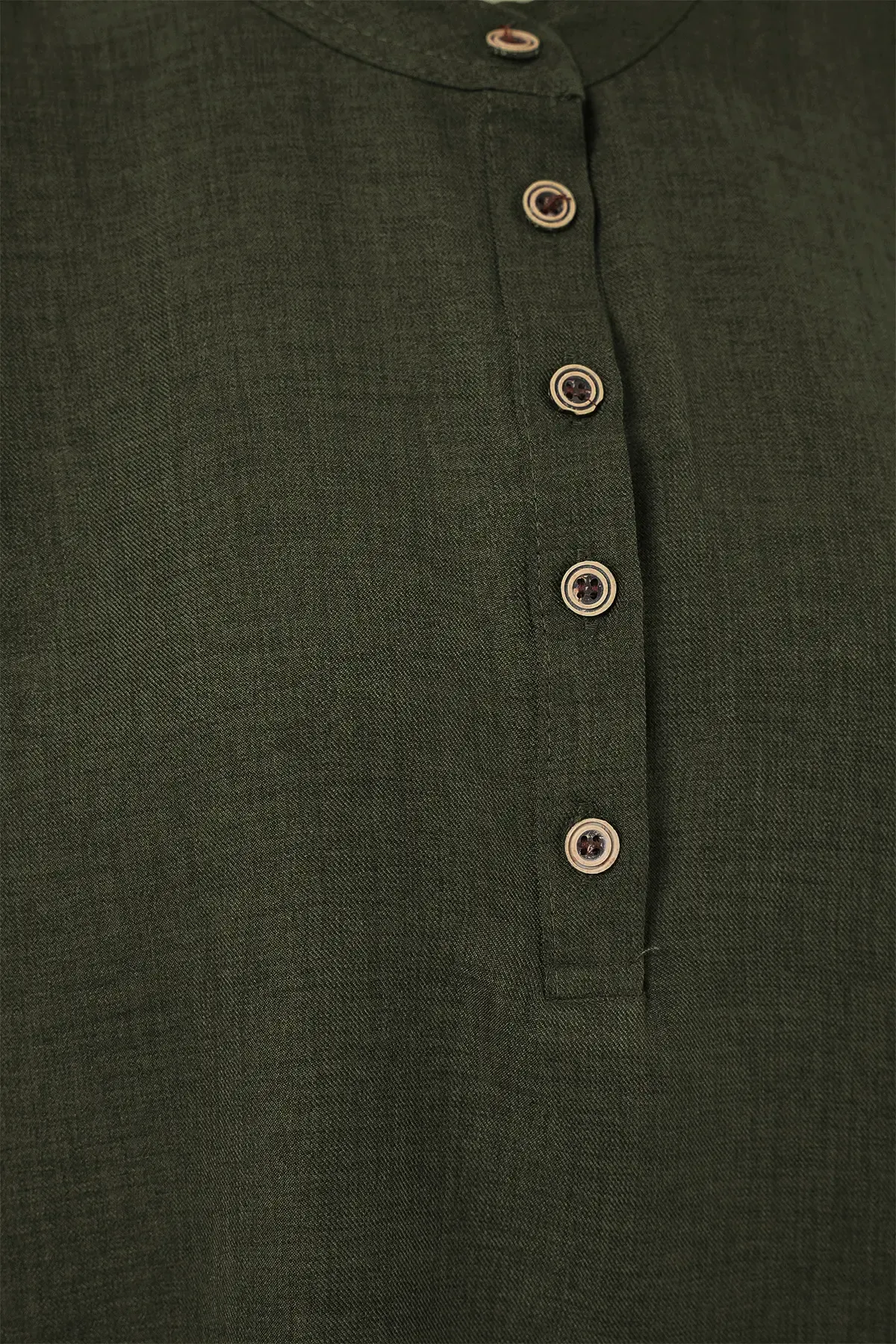 6678 Keten Tunik Pantolon İkili Takım - Haki