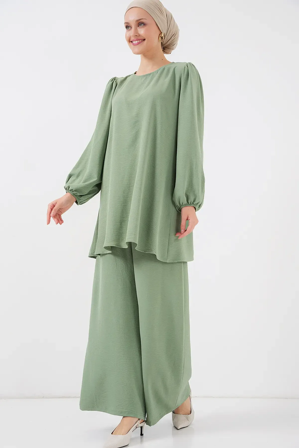 Ayrobin Tunik Pantolon Alt Üst Takım 6712 - Çağla