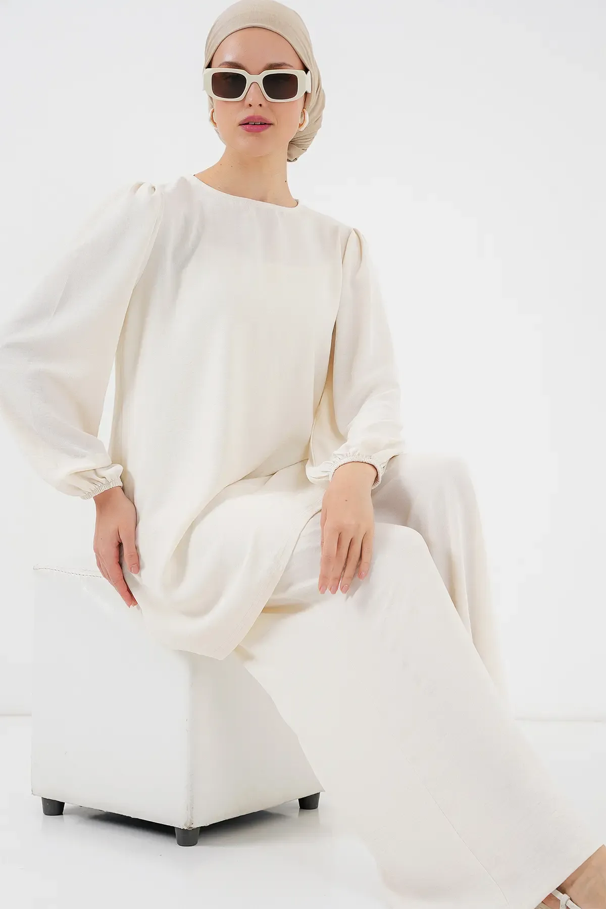 Ayrobin Tunik Pantolon Alt Üst Takım 6712 - Ekru