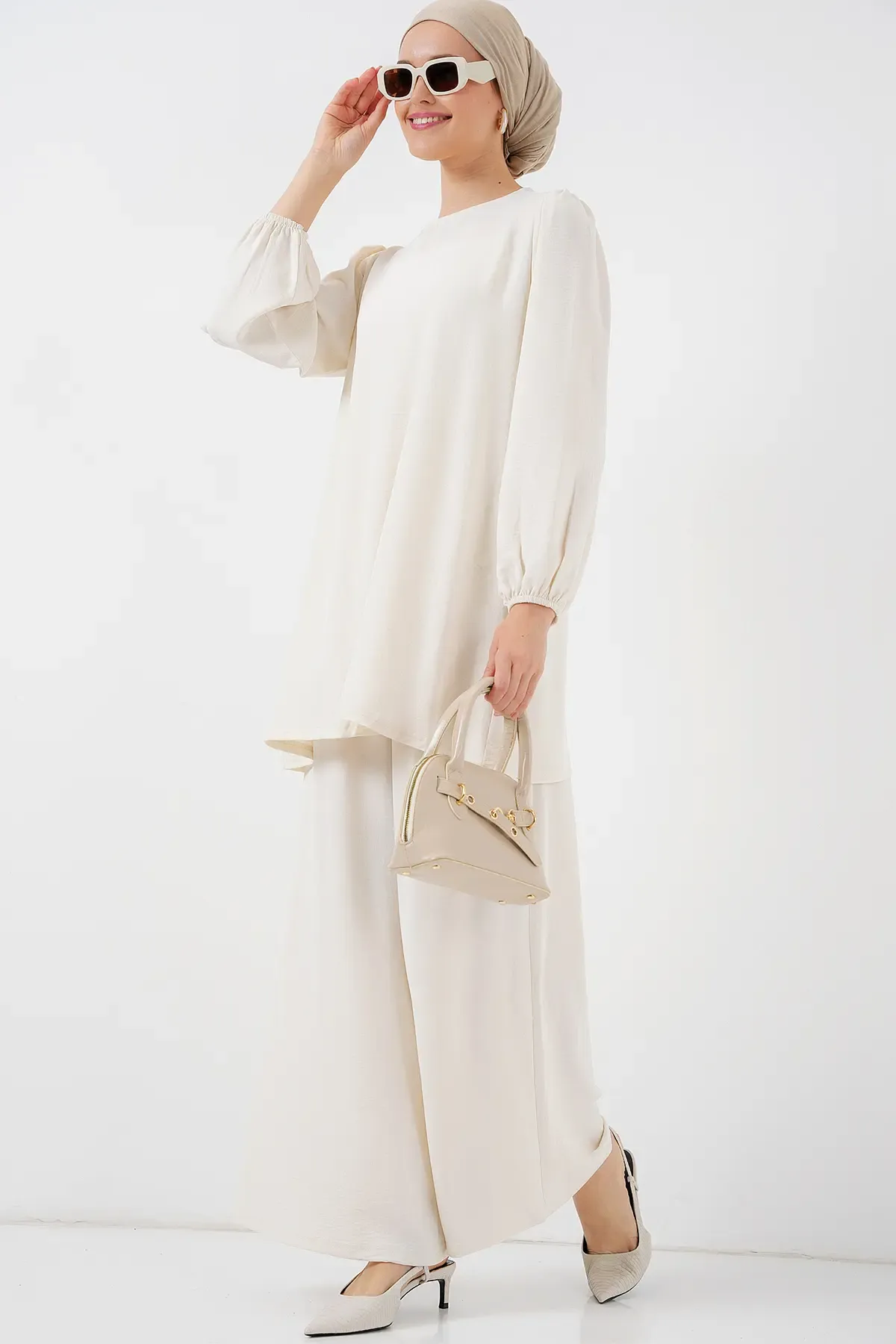 Ayrobin Tunik Pantolon Alt Üst Takım 6712 - Ekru