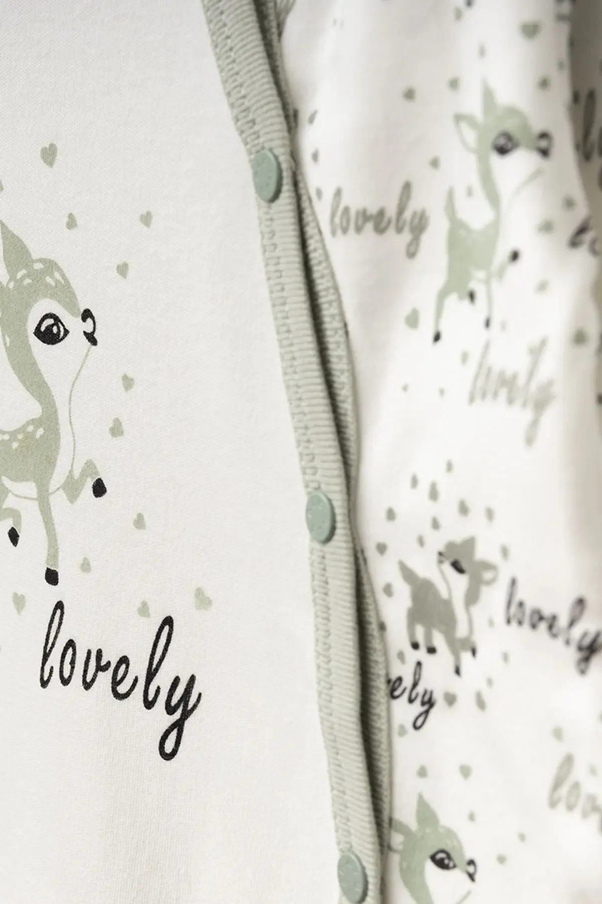 Aziz Bebe Kız Bebek Çıtçıtlı Geyik Desenli Tulum 0 Ay 6 Ay