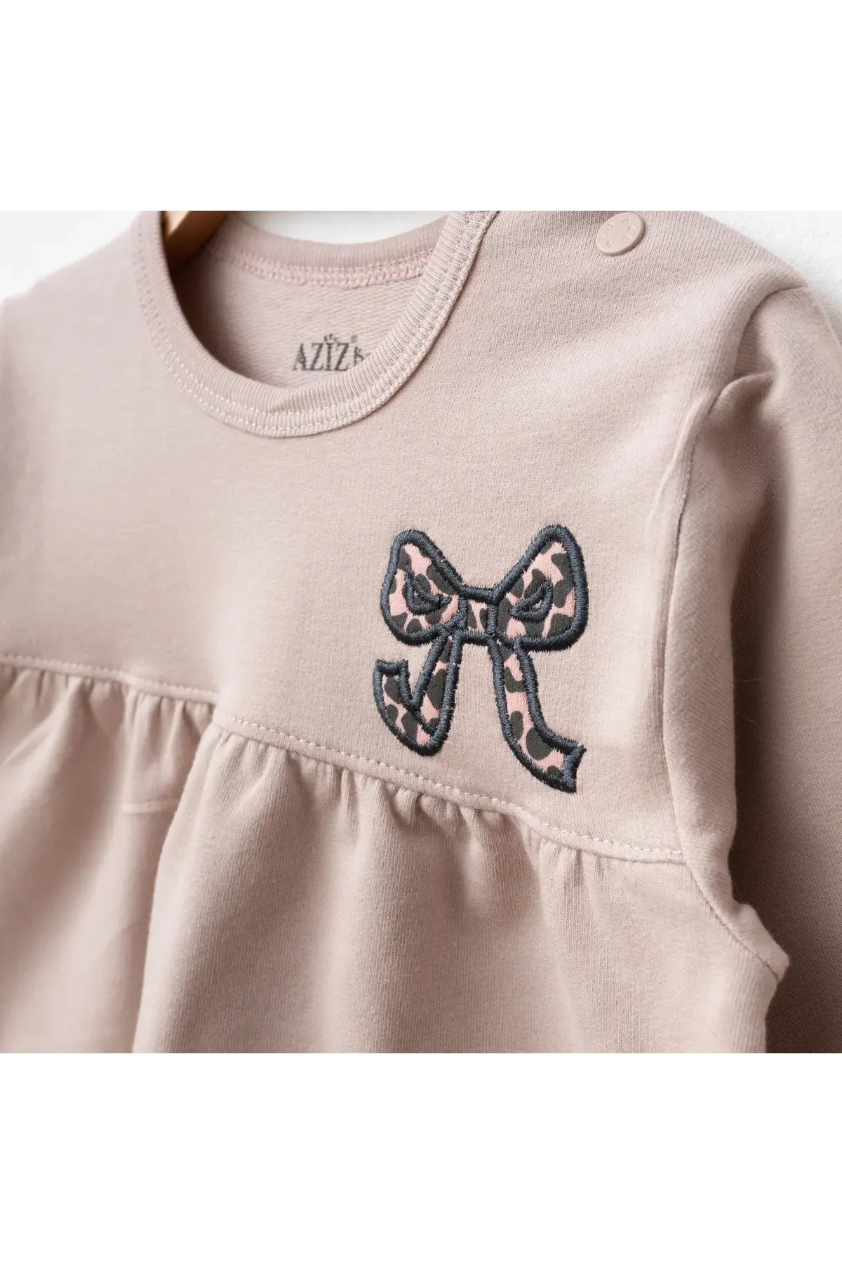 Aziz Bebe Kız Bebek Nakışlı Sweatshirt Pantolon 2 li Alt Üst Bebek Takımı 3 Ay-36 Ay