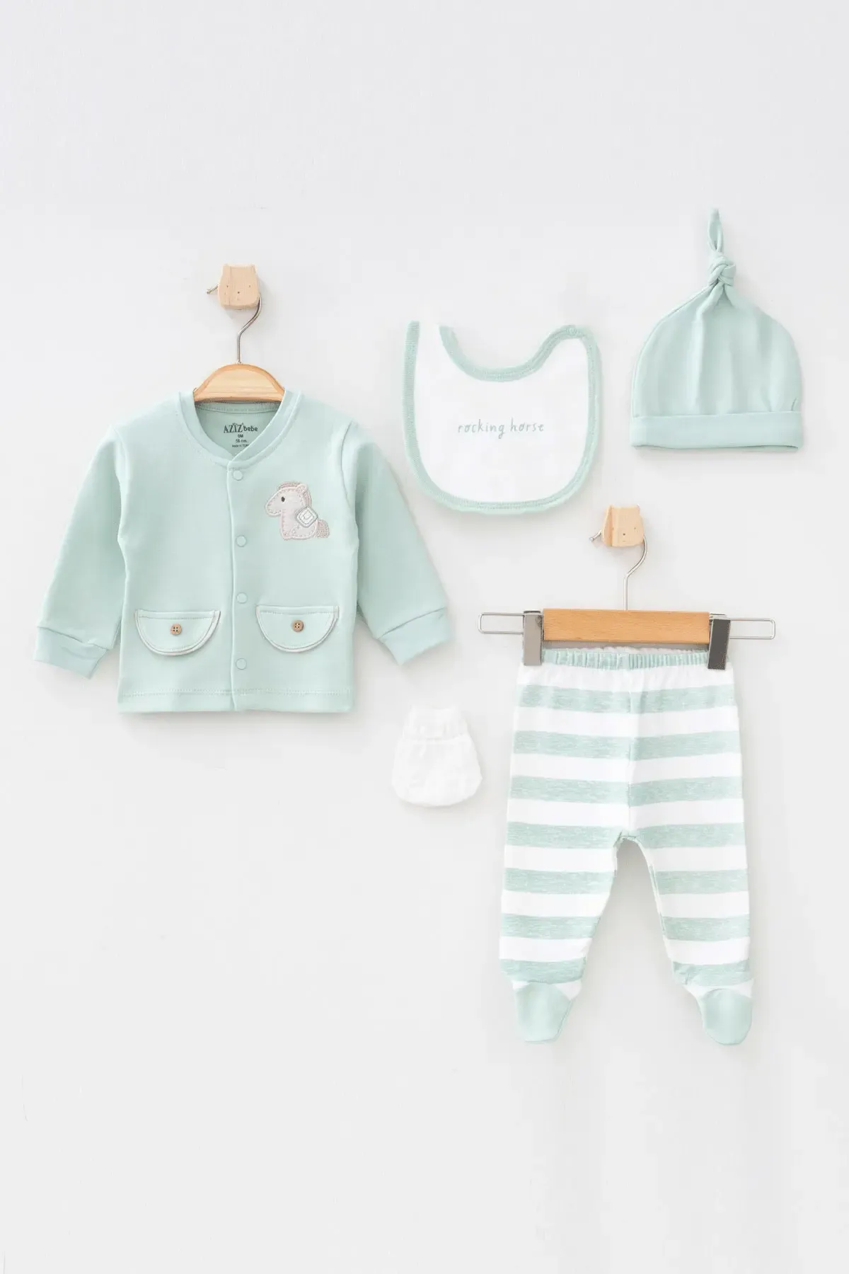 Erkek Bebek At Nakışlı 5  Li Hastane Çıkış Seti 0 Ay - 3 Ay