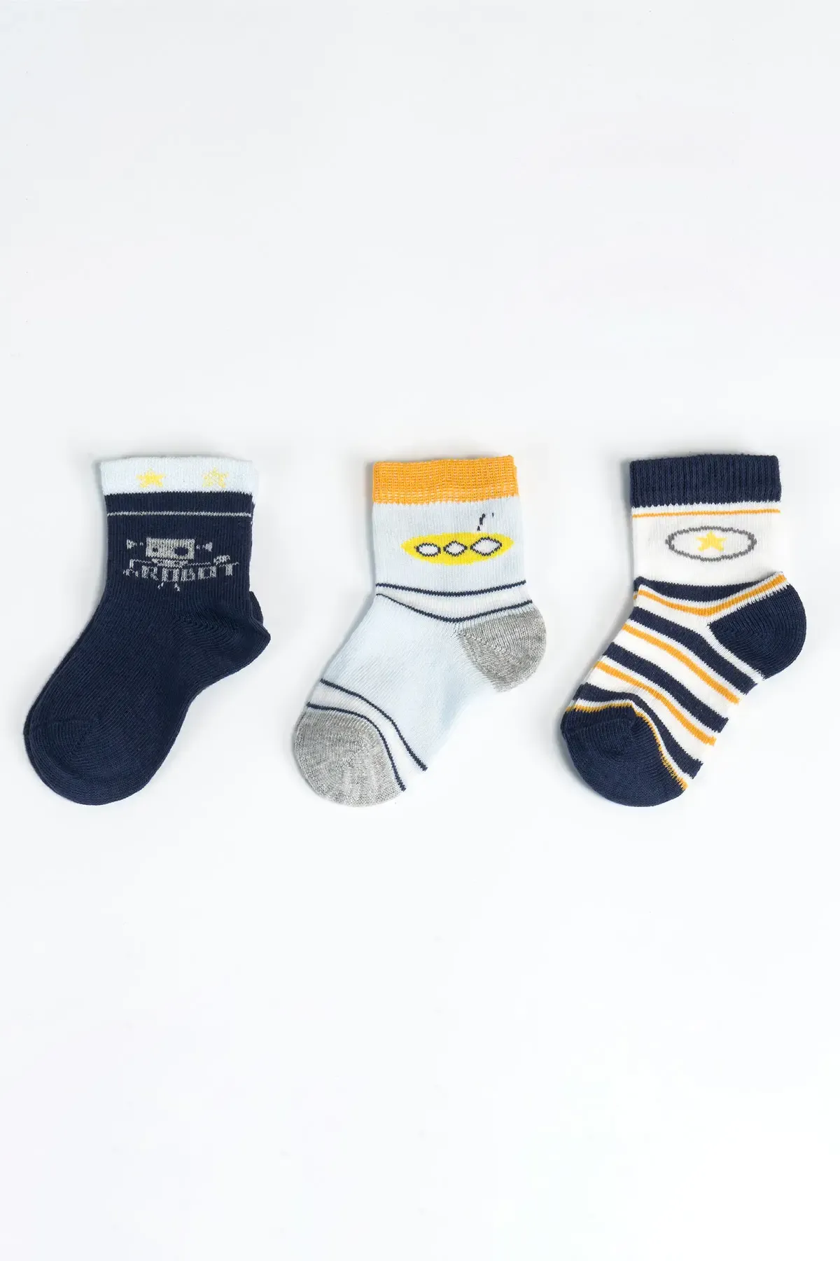 Erkek Bebek Basic Dikişsiz 3  lü Soket Çorap 0 Ay - 36 Ay