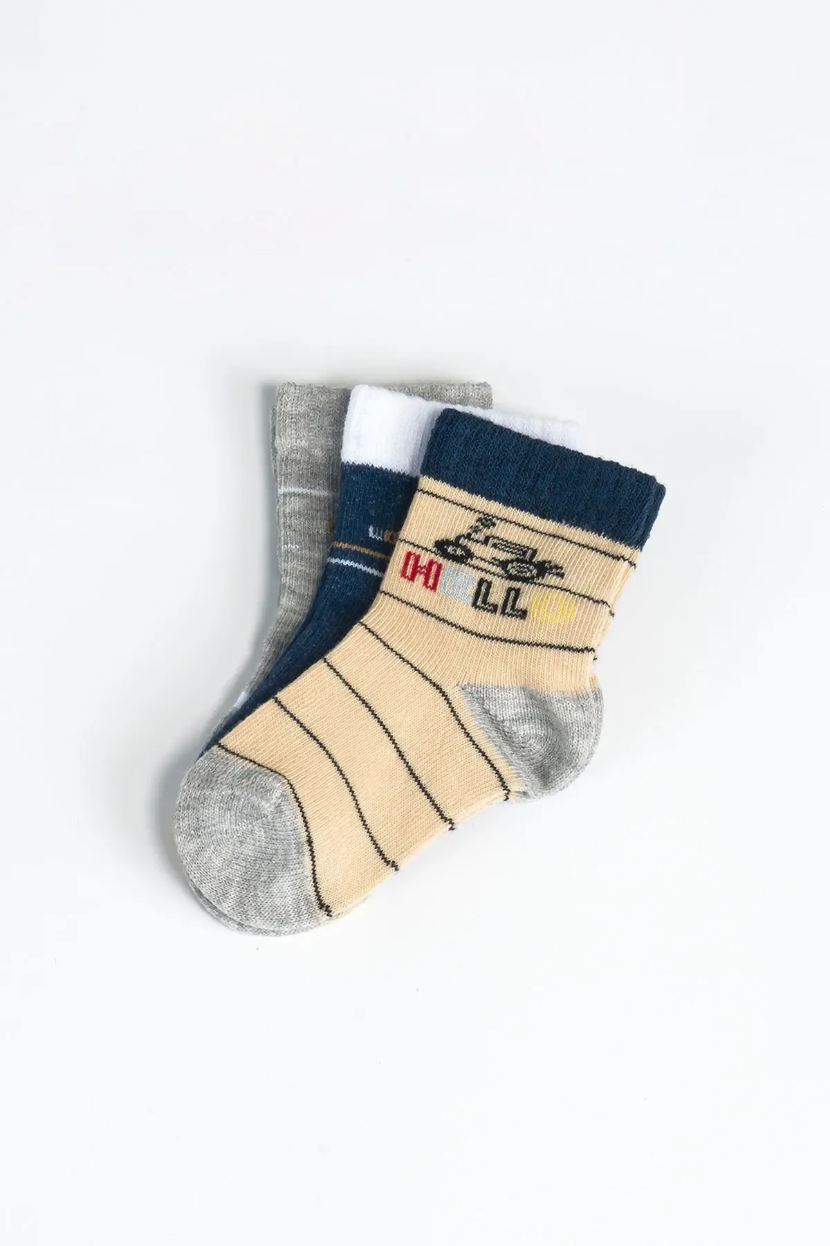 Erkek Bebek Basic Dikişsiz 3  lü Soket Çorap 0 Ay - 36 Ay