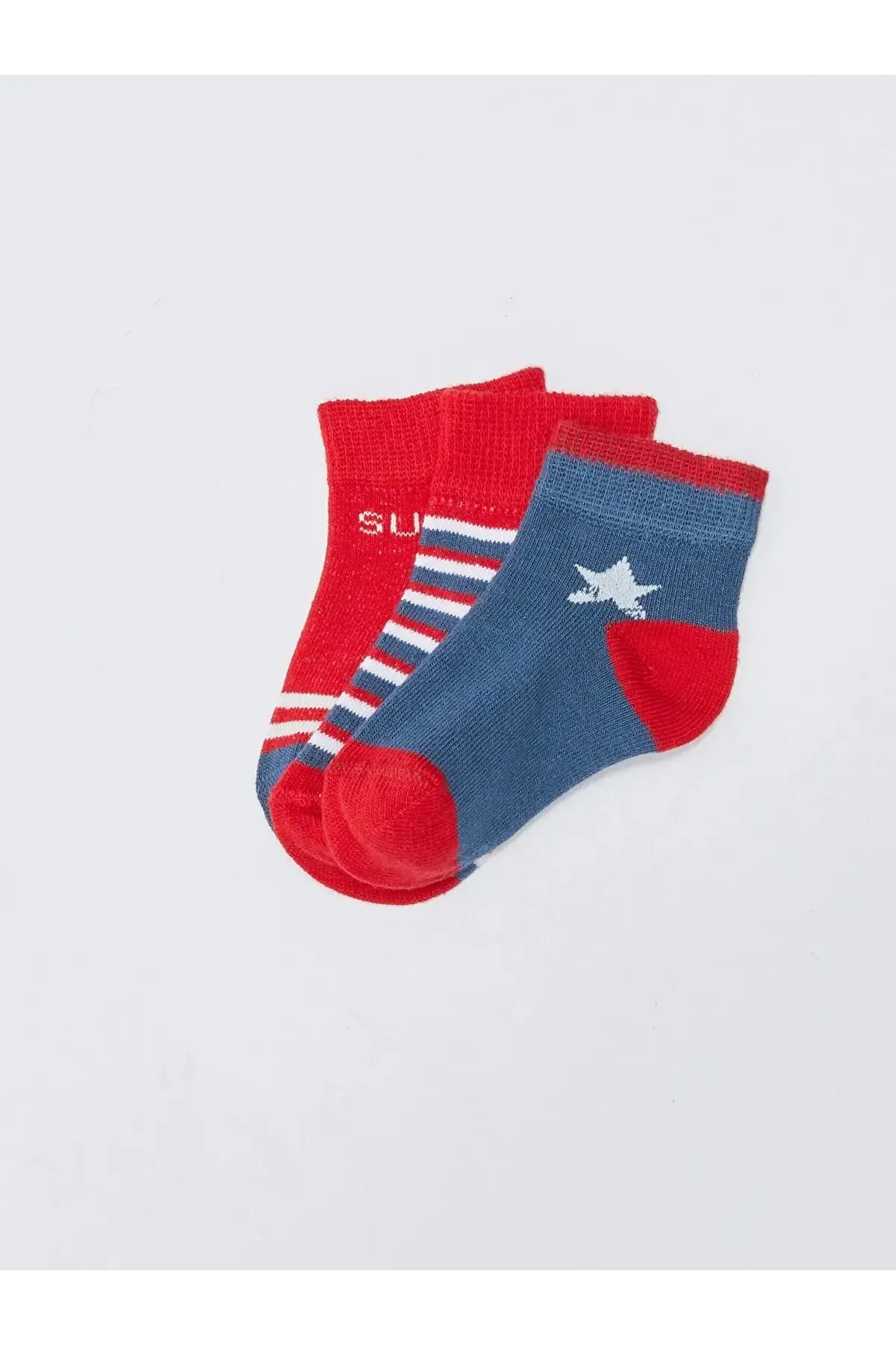 Erkek Bebek Basic Dikişsiz 3  lü Soket Çorap 0 Ay - 36 Ay