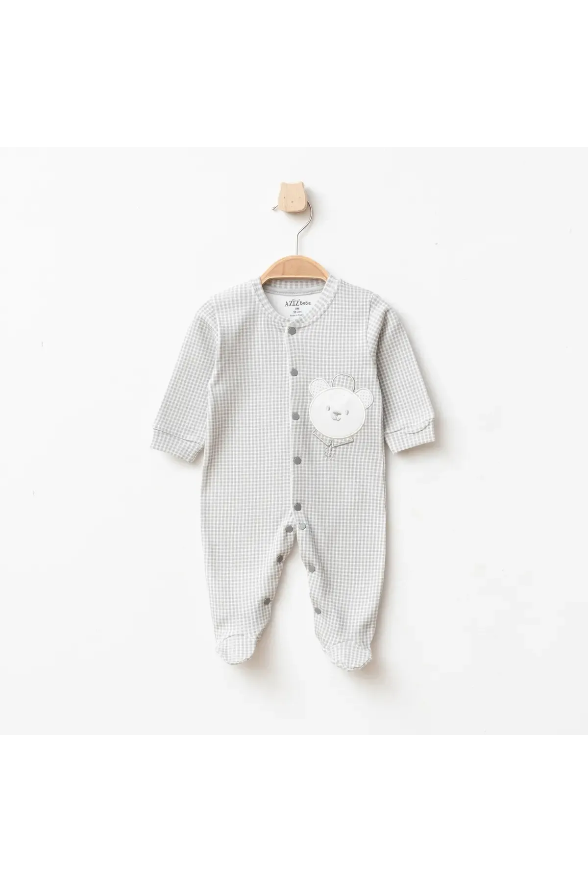 Erkek Bebek Çıtçıtlı Ayı Nakışlı Patikli Tulum 0 Ay - 6 Ay