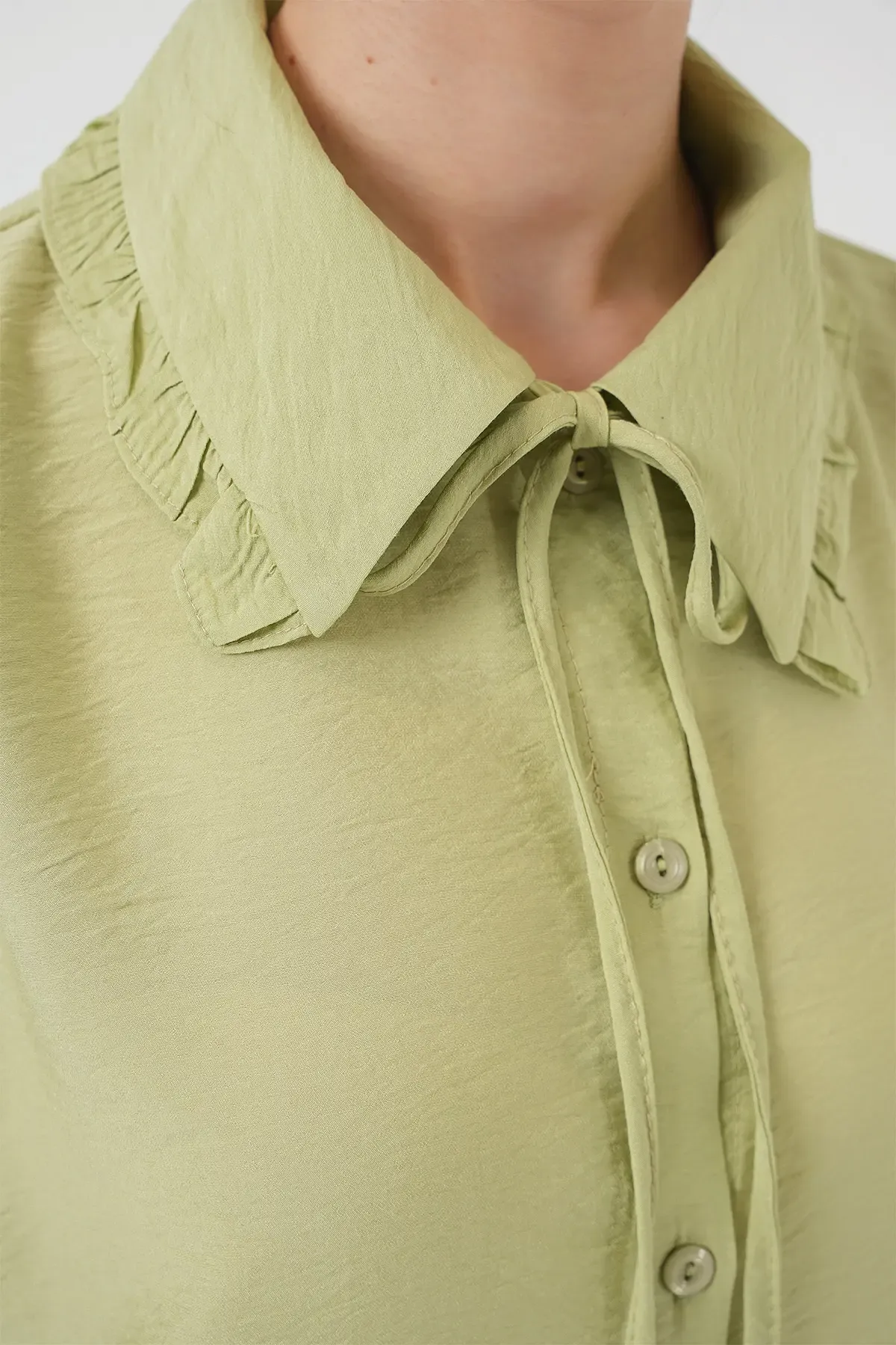 Fırfırlı Uzun Gömlek Tunik 5952 - Çağla