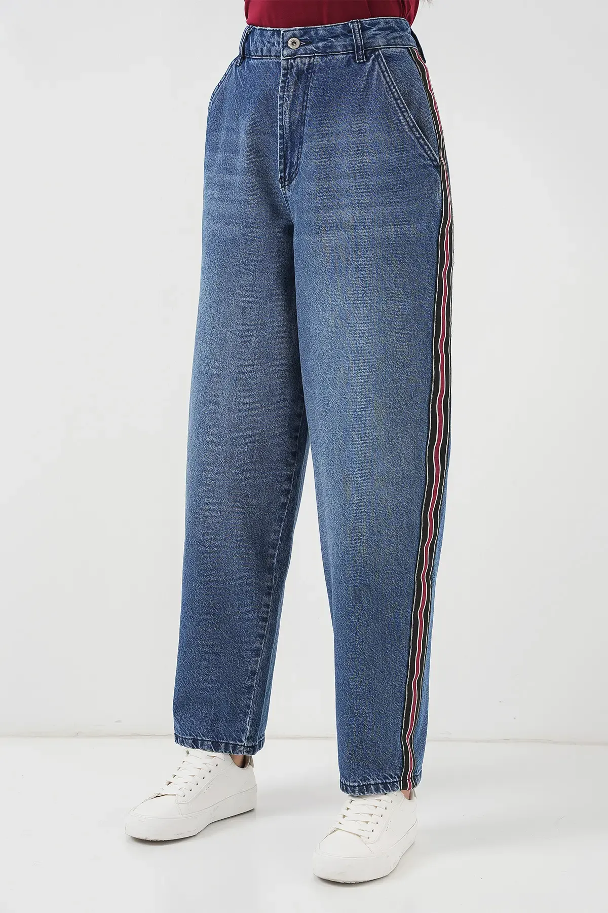 Kadın Baggy Kot Pantolon 6700 - Lacivert