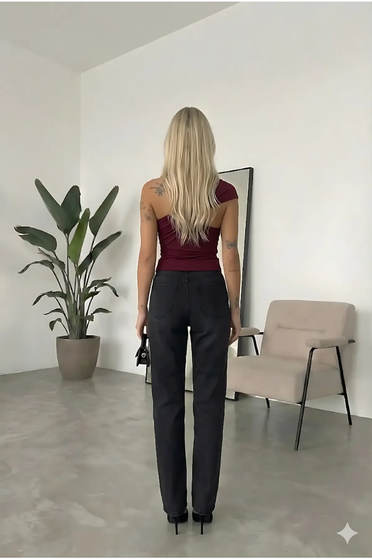 Kadın Bordo Gold Toka Detay Omuz Drape Detaylı Sandy Bluz HZL26W-FRY123741