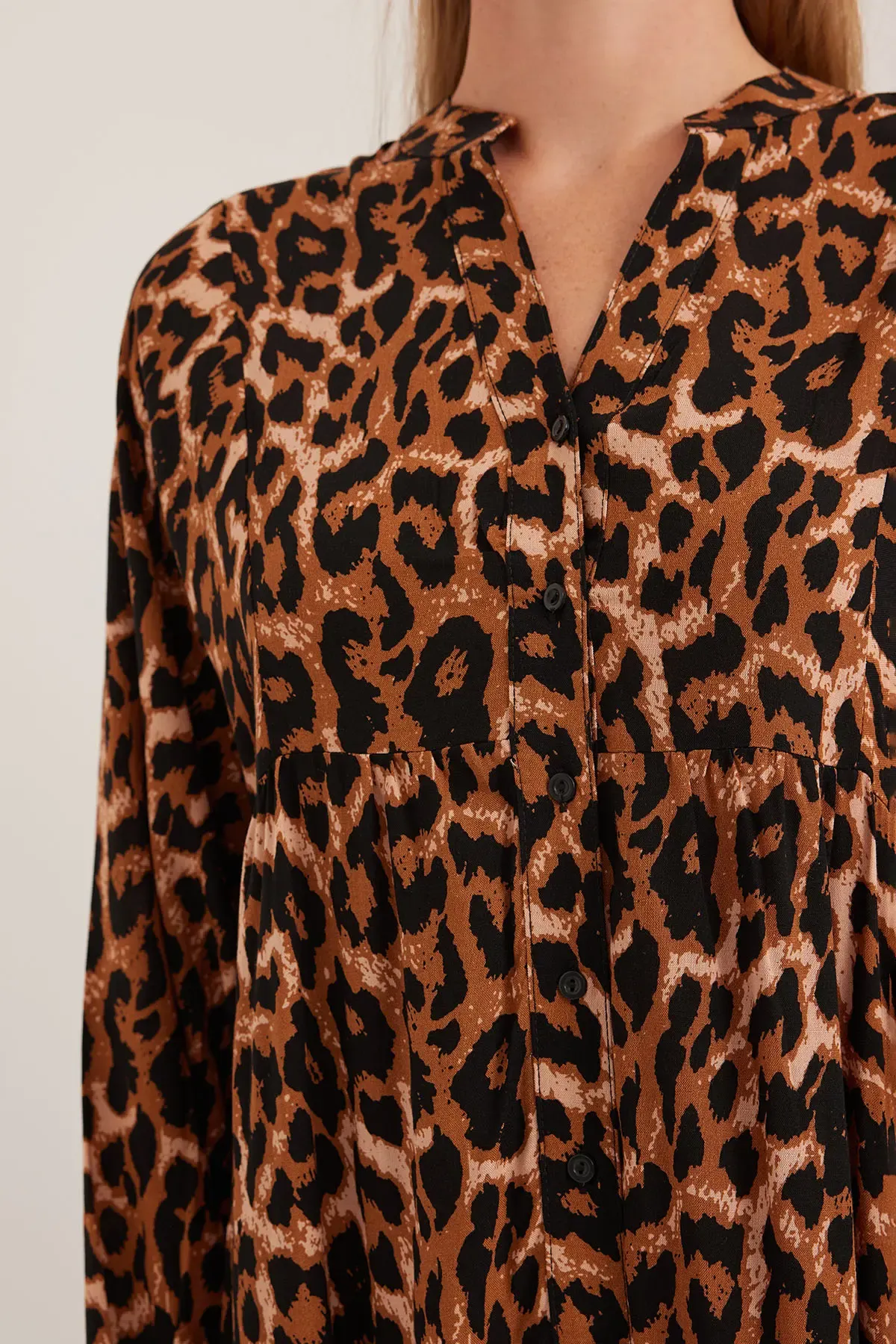 Kadın Kahverengi Bej Viskon Tesettür Elbise 2423