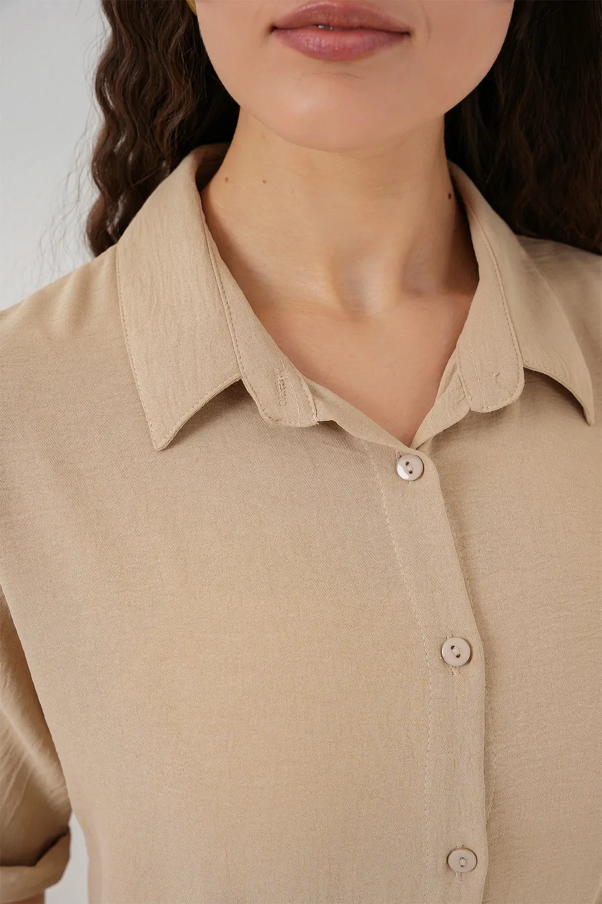 Kadın Kısa Kol Elbise 2214 - Bej