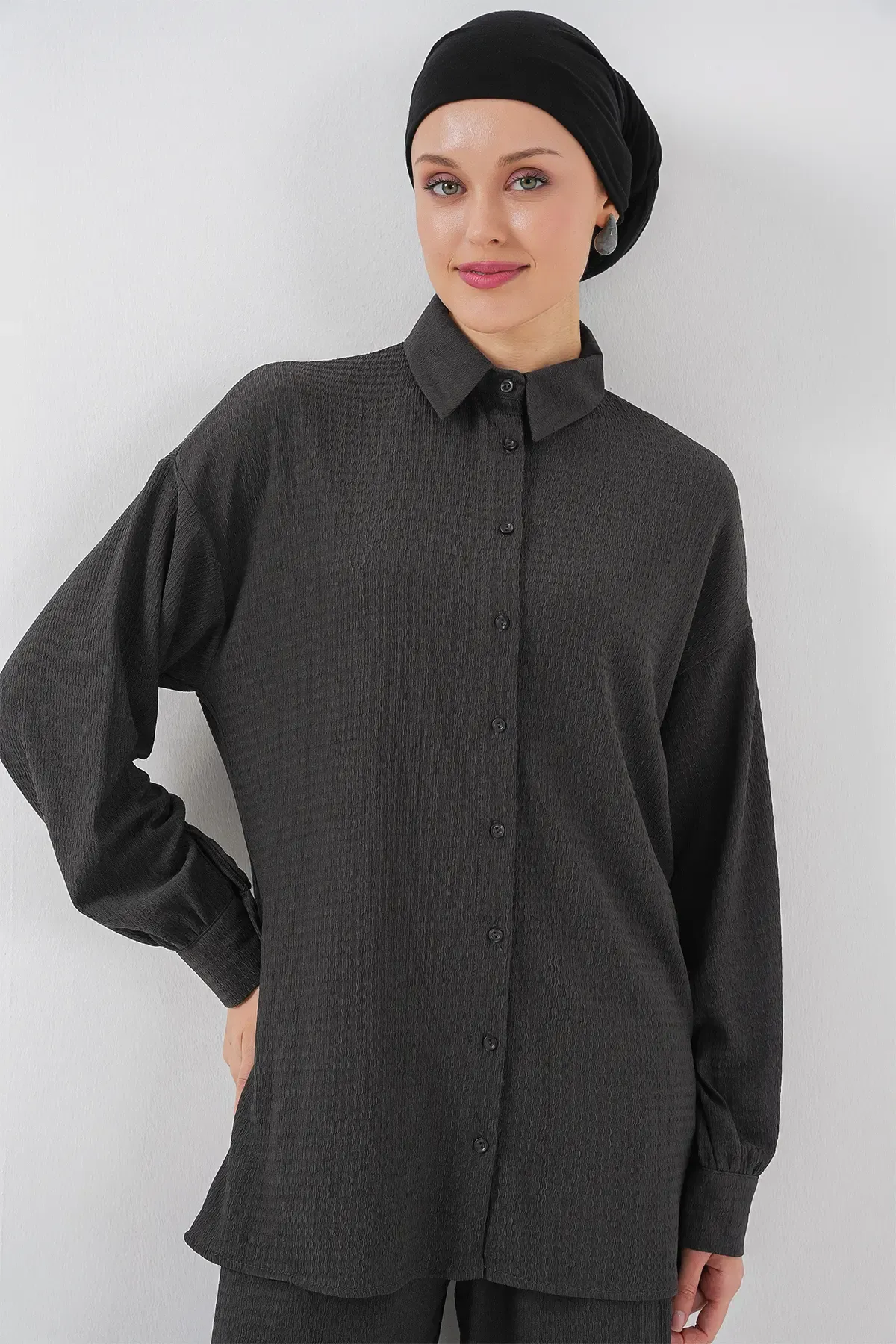 Kadın Örme Tesettür Alt Üst Takım 6711 - Antrasit