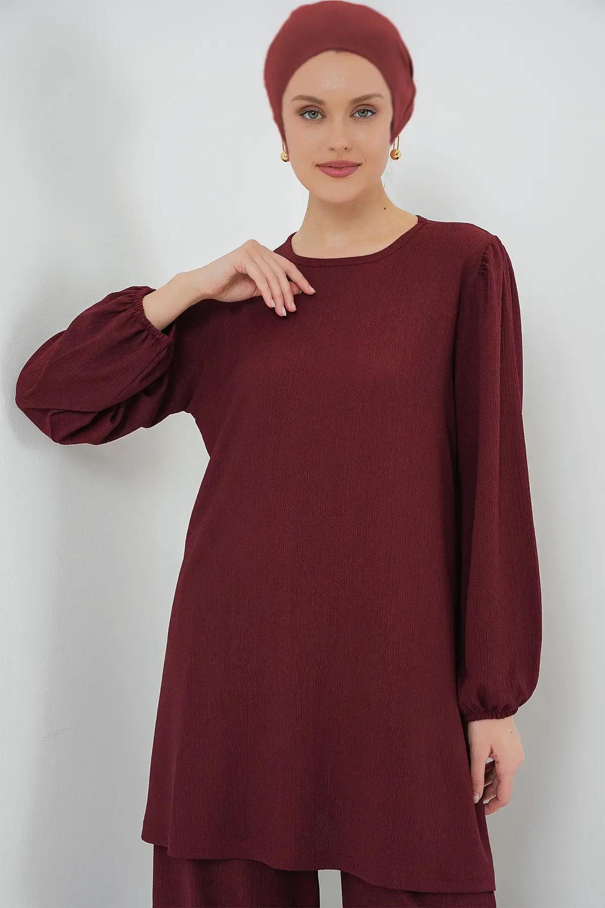 Kadın Tunik Pantolon Alt Üst Takım 6663 - Bordo