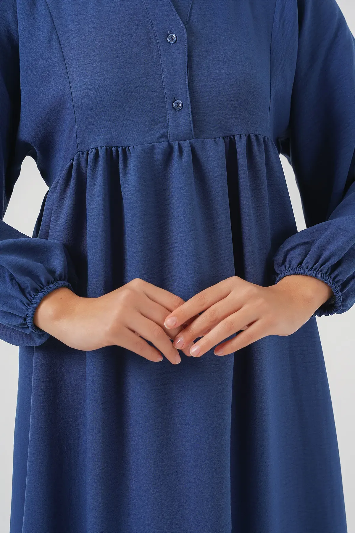 Kadın Uzun Tesettür Elbise 2525 - İndigo