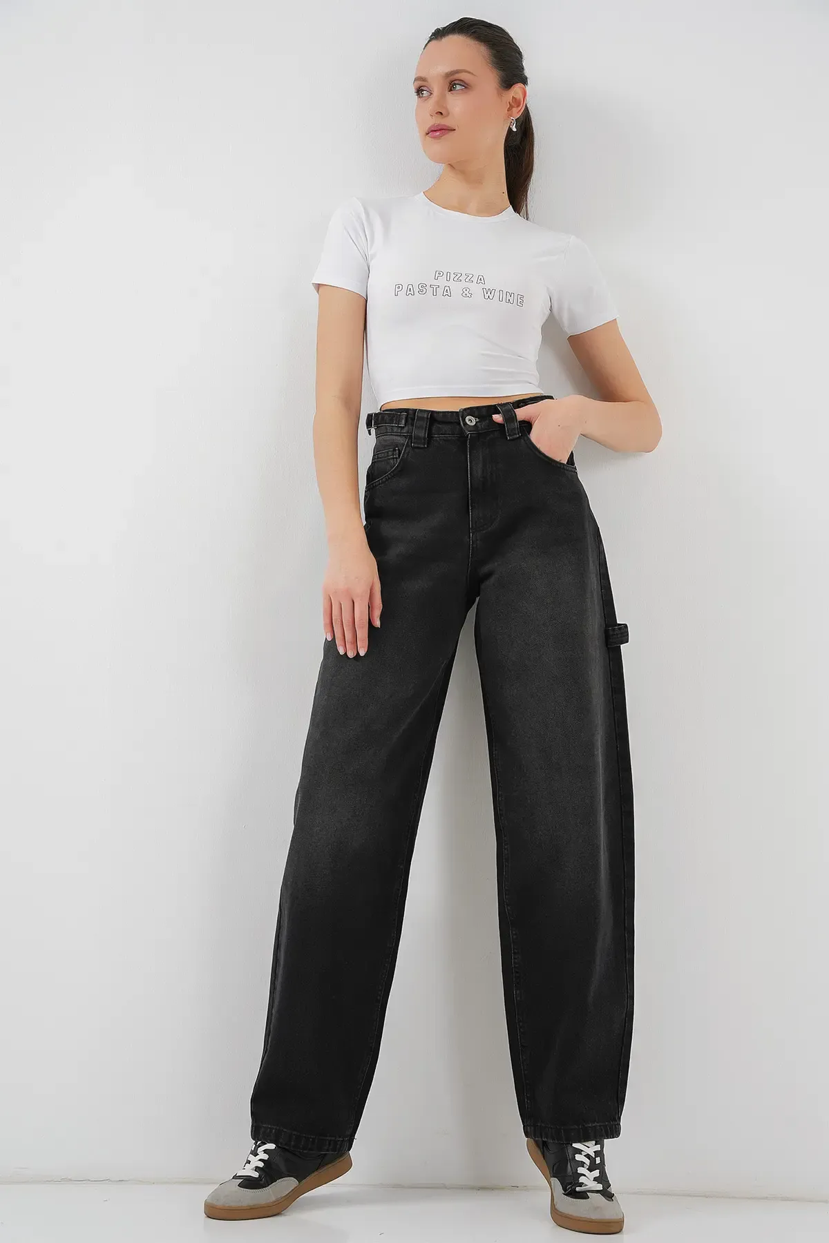 Kadın Yüksek Bel Kot Pantolon 6701 - Siyah