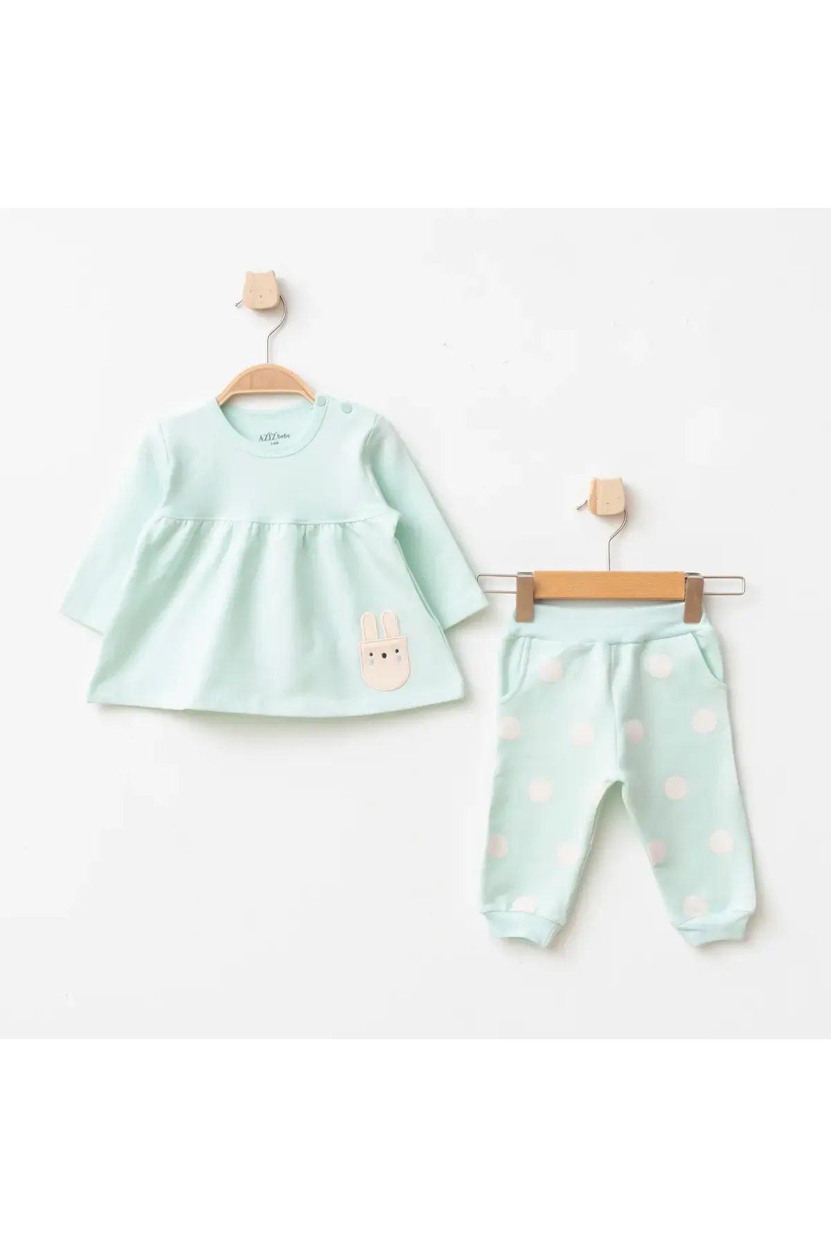 Kız Bebek Animal Desenli % 100 Pamuk Sweatshirt Pantolon 2  li Alt Üst Bebek Takımı 3 Ay-36 Ay