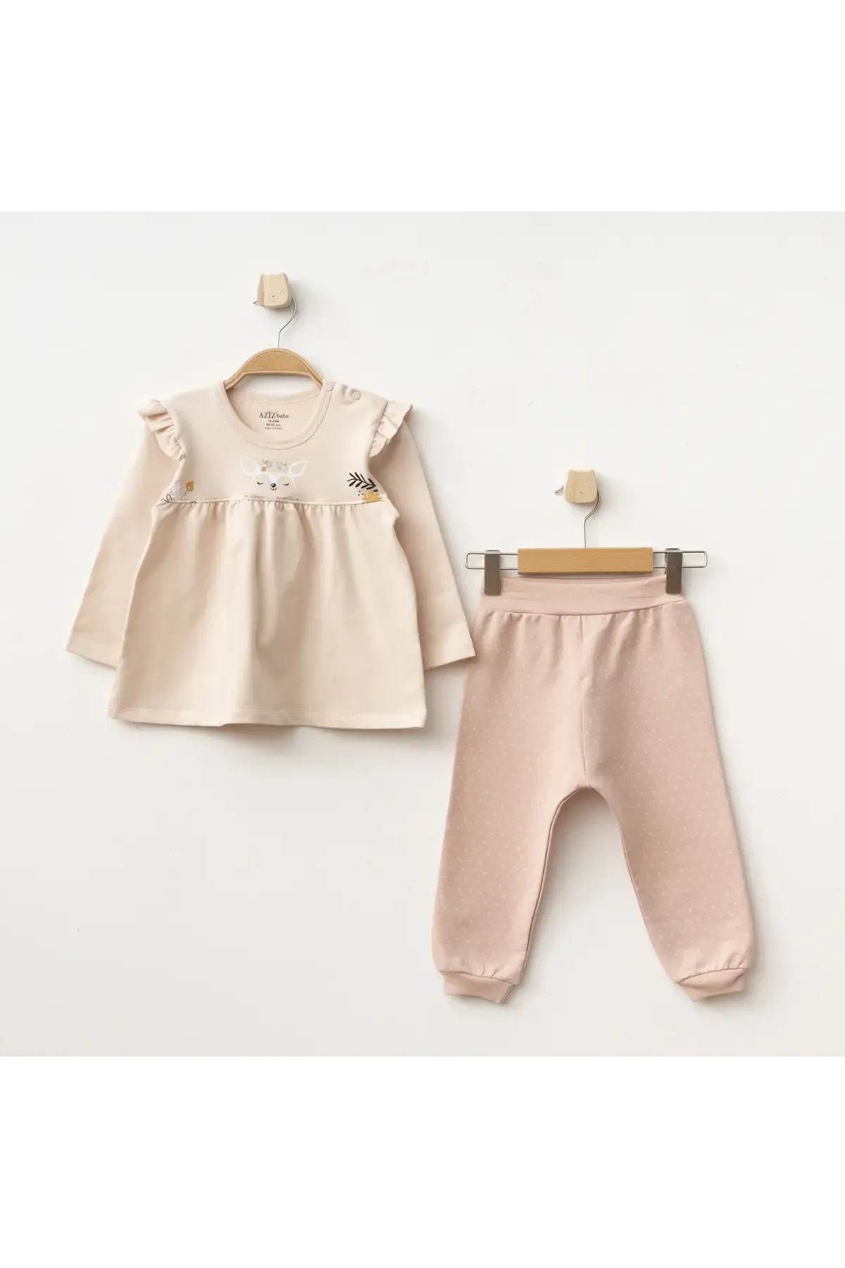 Kız Bebek Animal Desenli Sweatshirt Pantolon 2  li Alt Üst Bebek Takımı 3 Ay-36 Ay