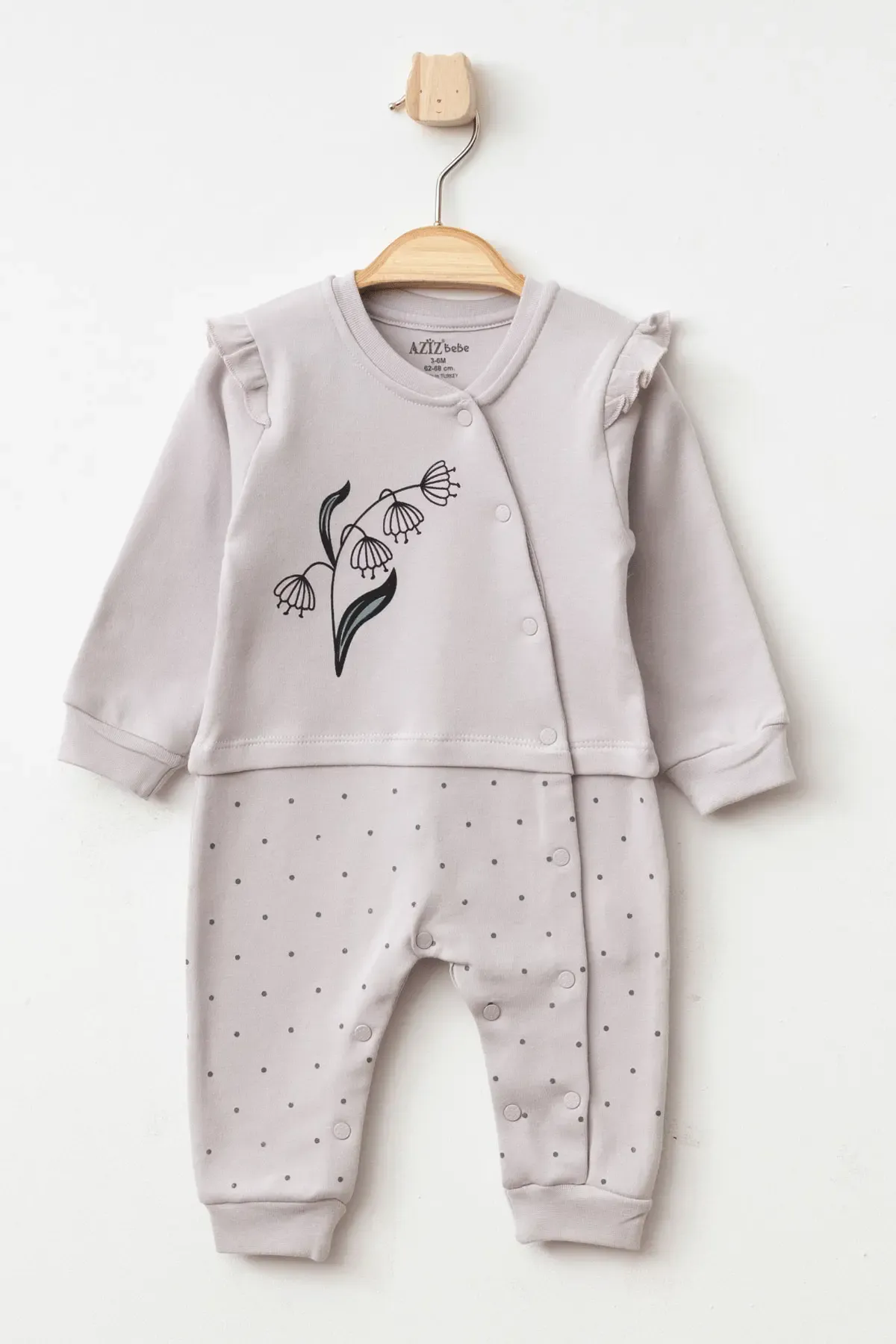 Kız Bebek Çıtçıtlı Çiçek Desenli Tulum 0 Ay - 6 Ay