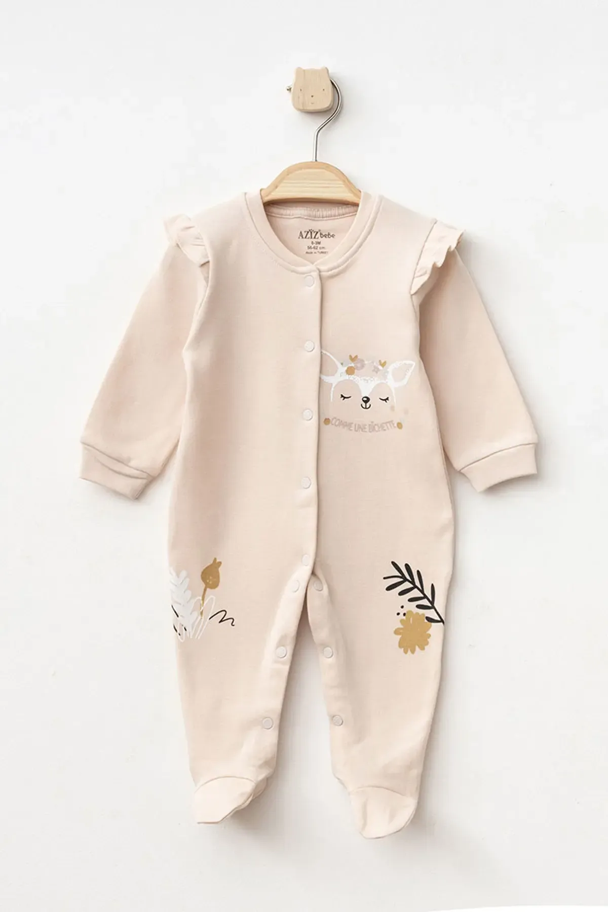 Kız Bebek Çıtçıtlı Desenli Patikli Tulum 0 Ay 6 Ay