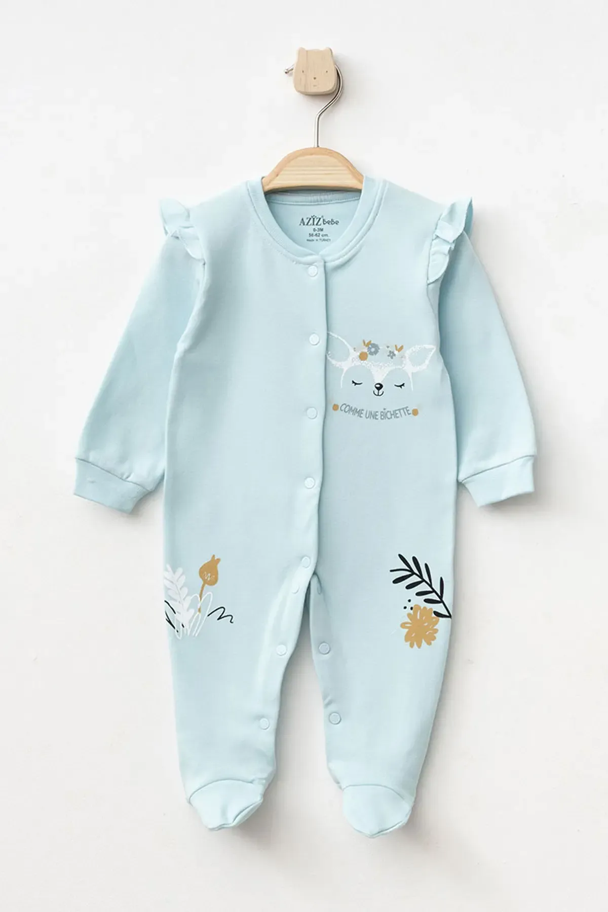 Kız Bebek Çıtçıtlı Desenli Patikli Tulum 0 Ay 6 Ay