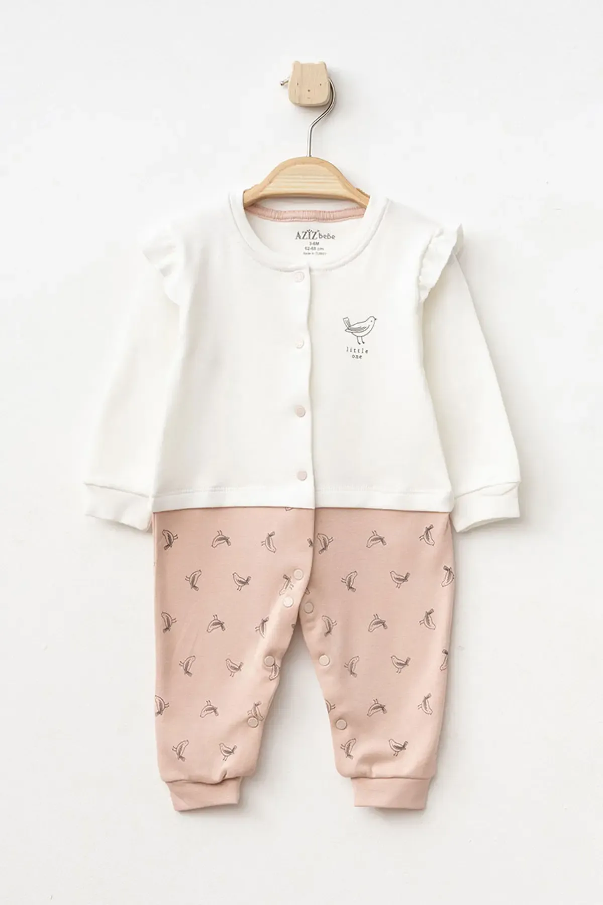 Kız Bebek Çıtçıtlı Desenli Patikli Tulum 0 Ay 6 Ay