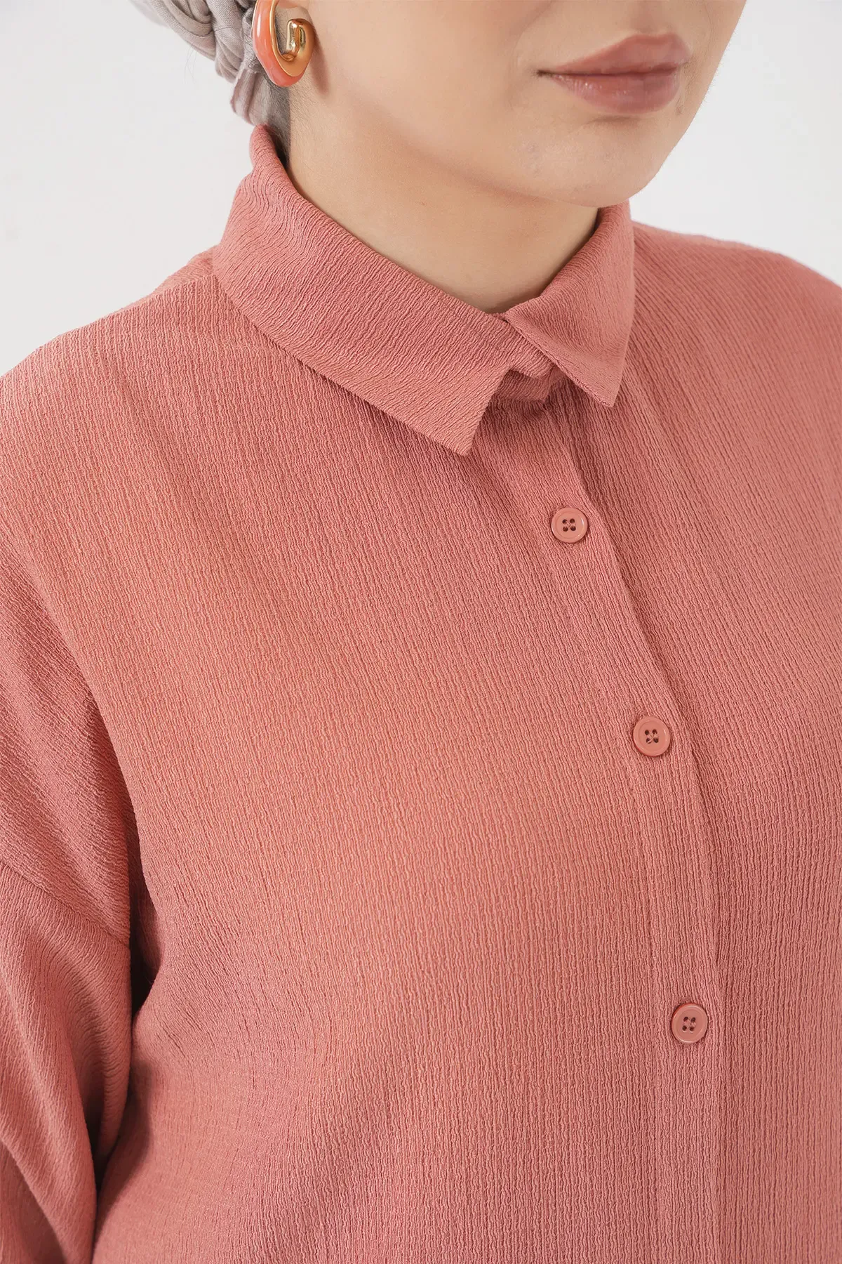 T5858 Örme Tesettür İkili Takım - Gül Kurusu